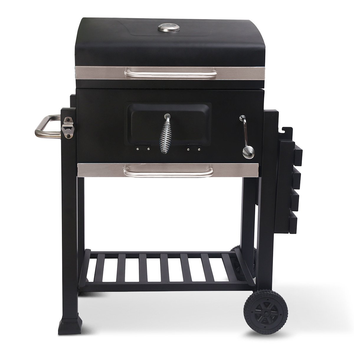 Heavy-Duty Steel Outdoor BBQ Grill w/Side Table & Vents