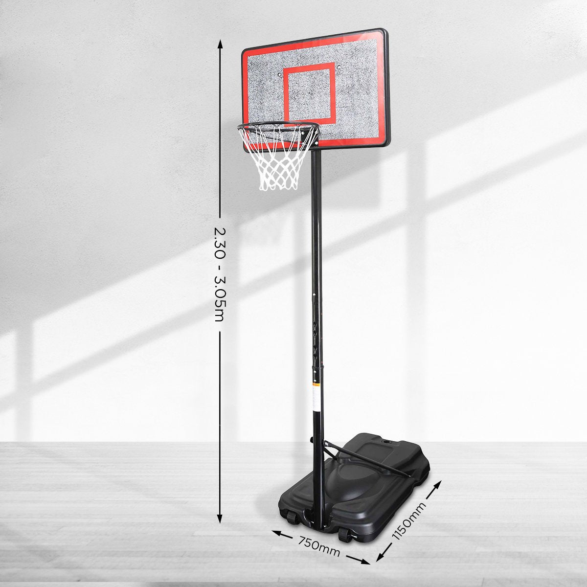 Height-Adjustable Basketball Hoop 44" Backboard Portable Stand Kahuna