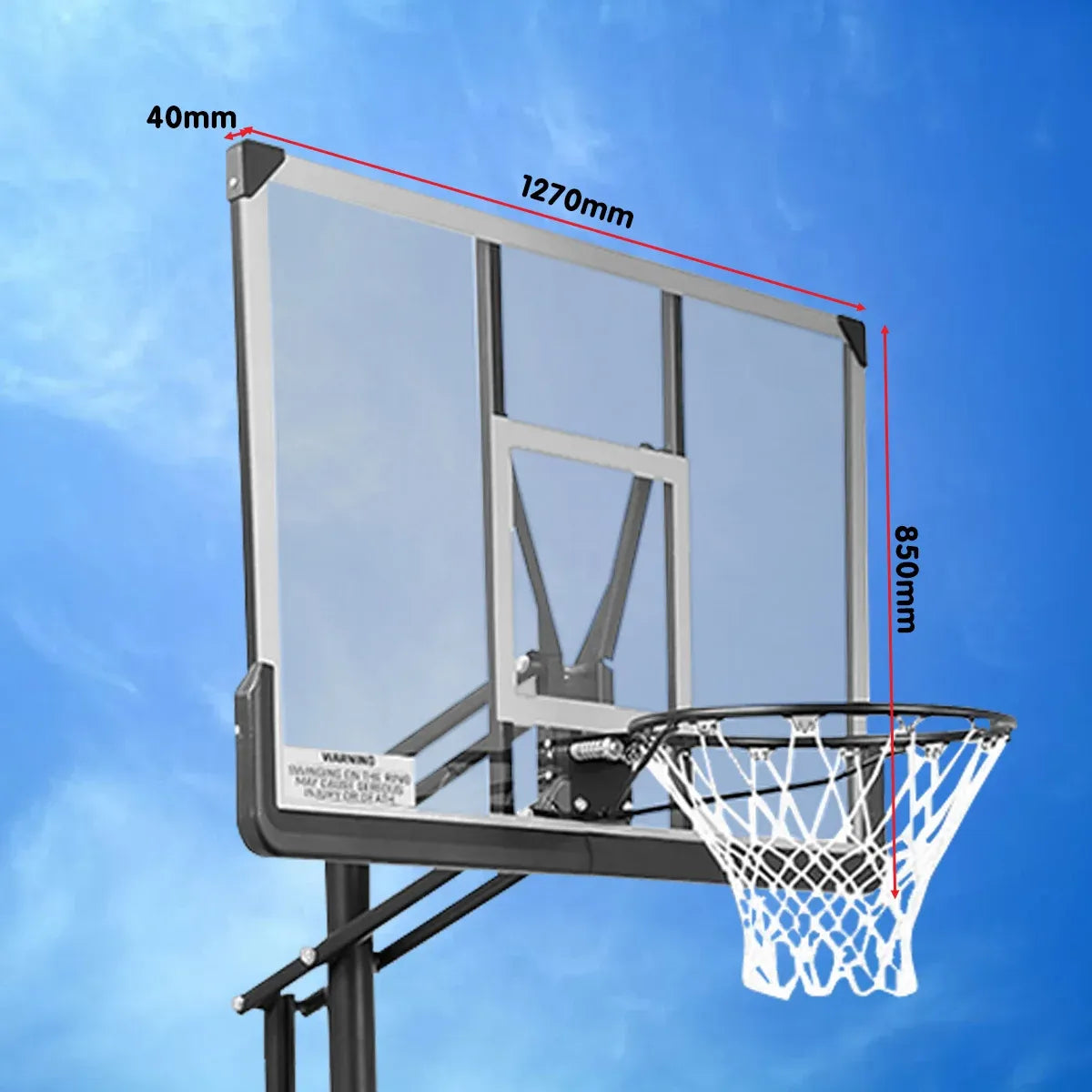 Kahuna 50 Portable Basketball Hoop System Height Adjustable 3.05m Fibreglass Backboard Outdoor Stand Kids Adults
