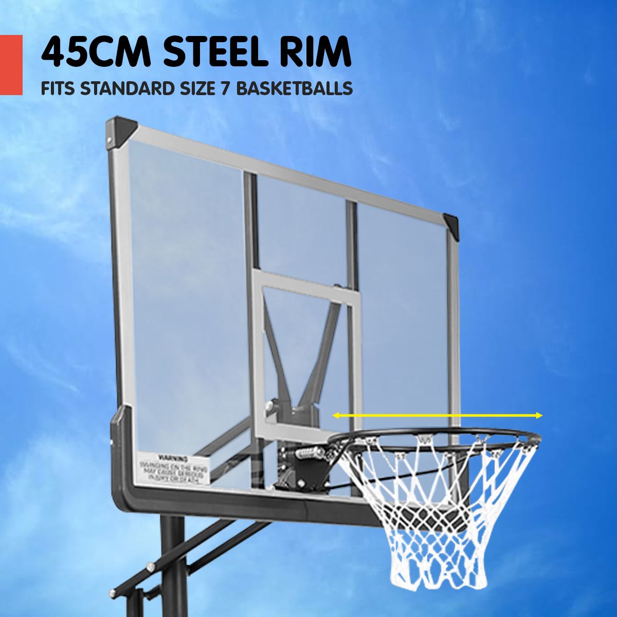 Kahuna 50 Portable Basketball Hoop System Height Adjustable 3.05m Fibreglass Backboard Outdoor Stand Kids Adults
