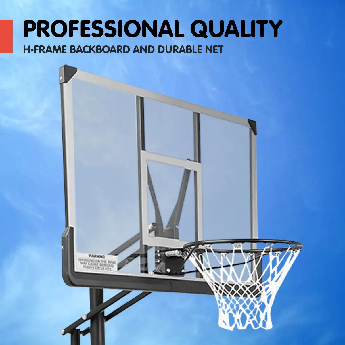 Kahuna 50 Portable Basketball Hoop System Height Adjustable 3.05m Fibreglass Backboard Outdoor Stand Kids Adults
