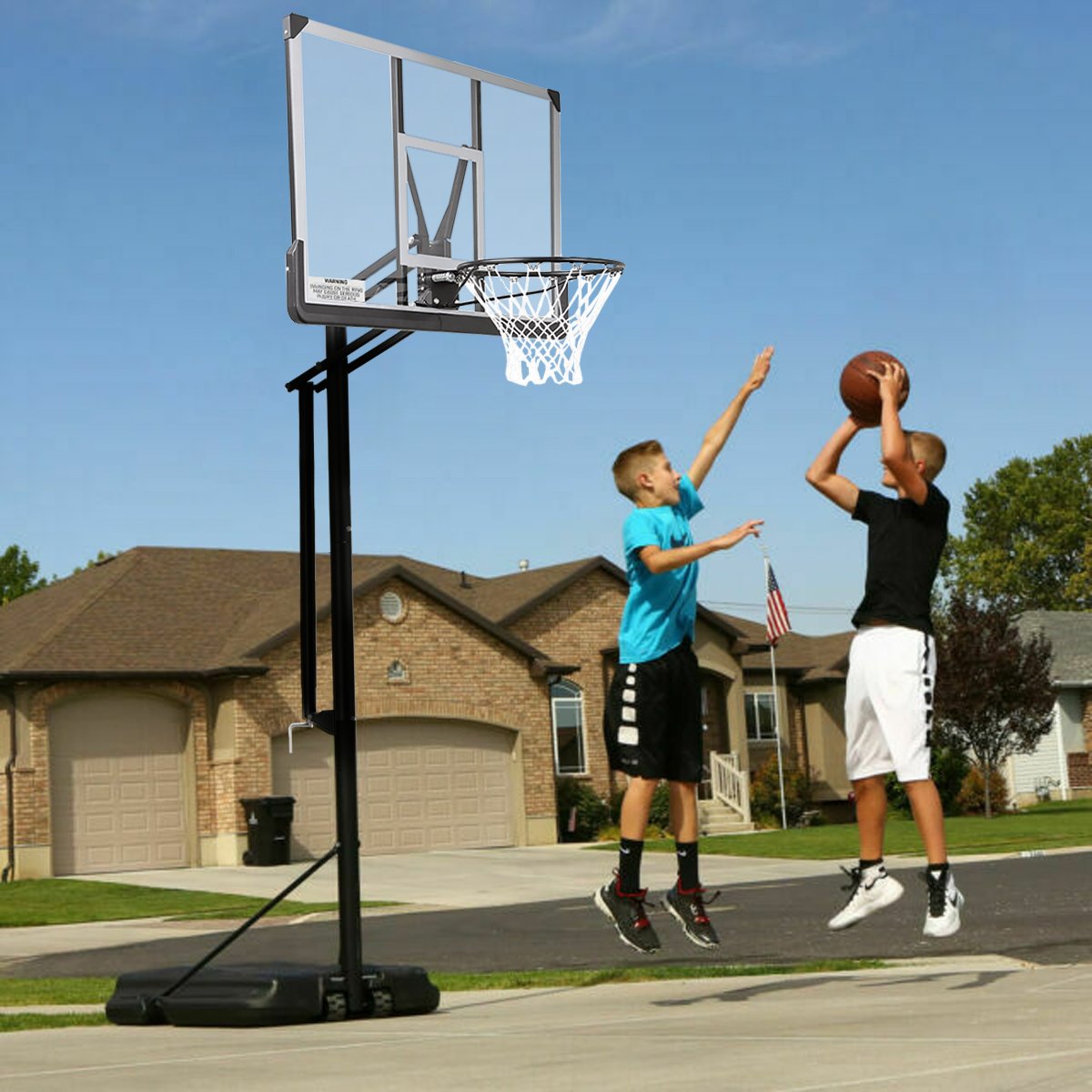 Height Adjustable Portable Basketball Hoop 50in Fiberglass Backboard Kahuna