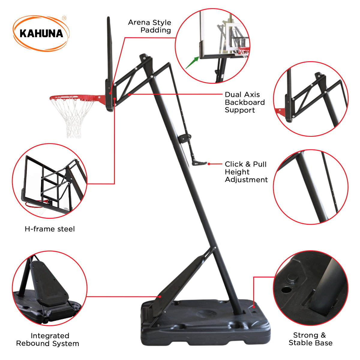 Height Adjustable Basketball Hoop with Heavy-Duty Rim - Kahuna