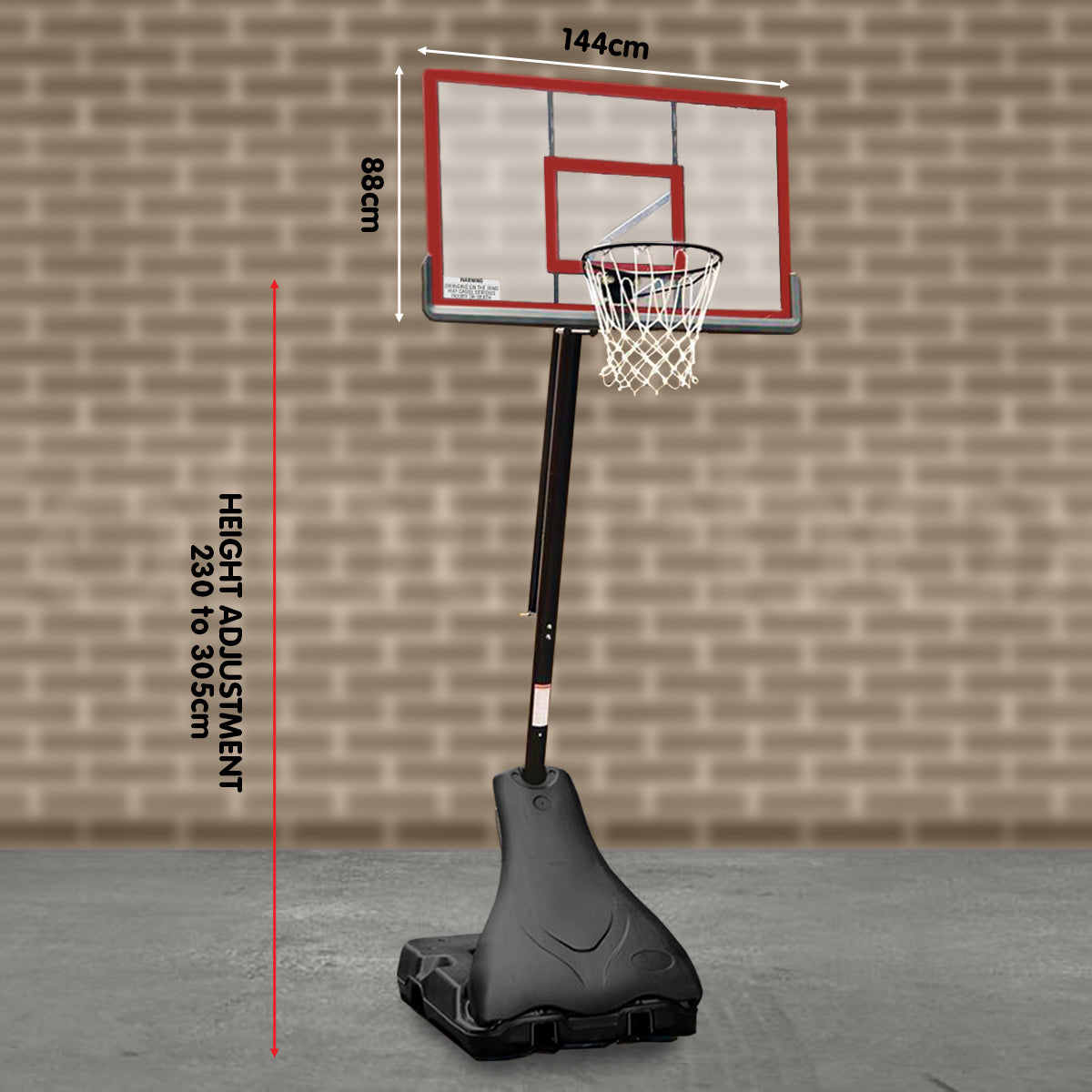 Height Adjustable Portable Basketball Stand, 56" Backboard, Kahuna