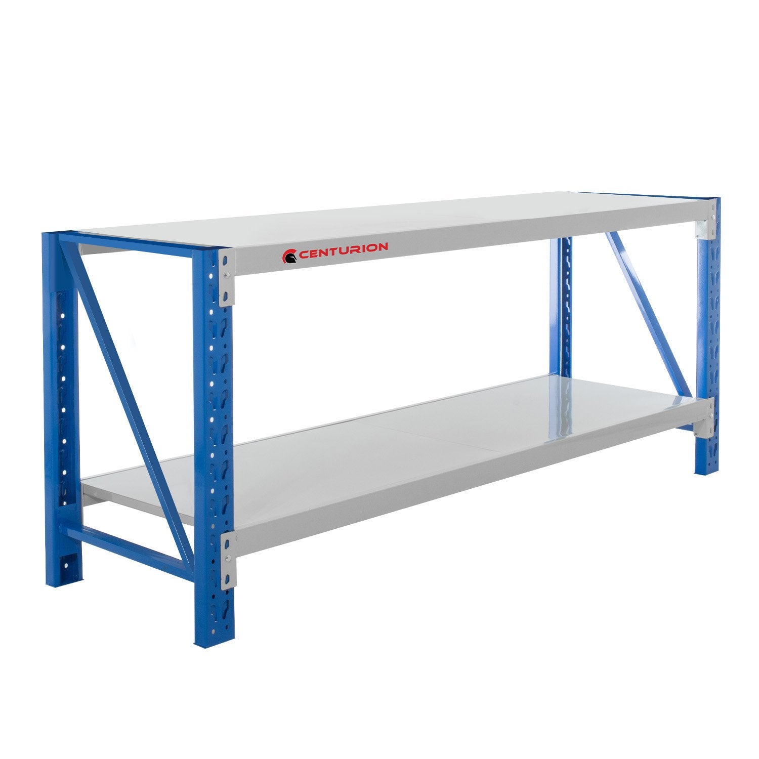 2-Layer Steel Workbench 2m 400kg Capacity Grey Blue - Centurion