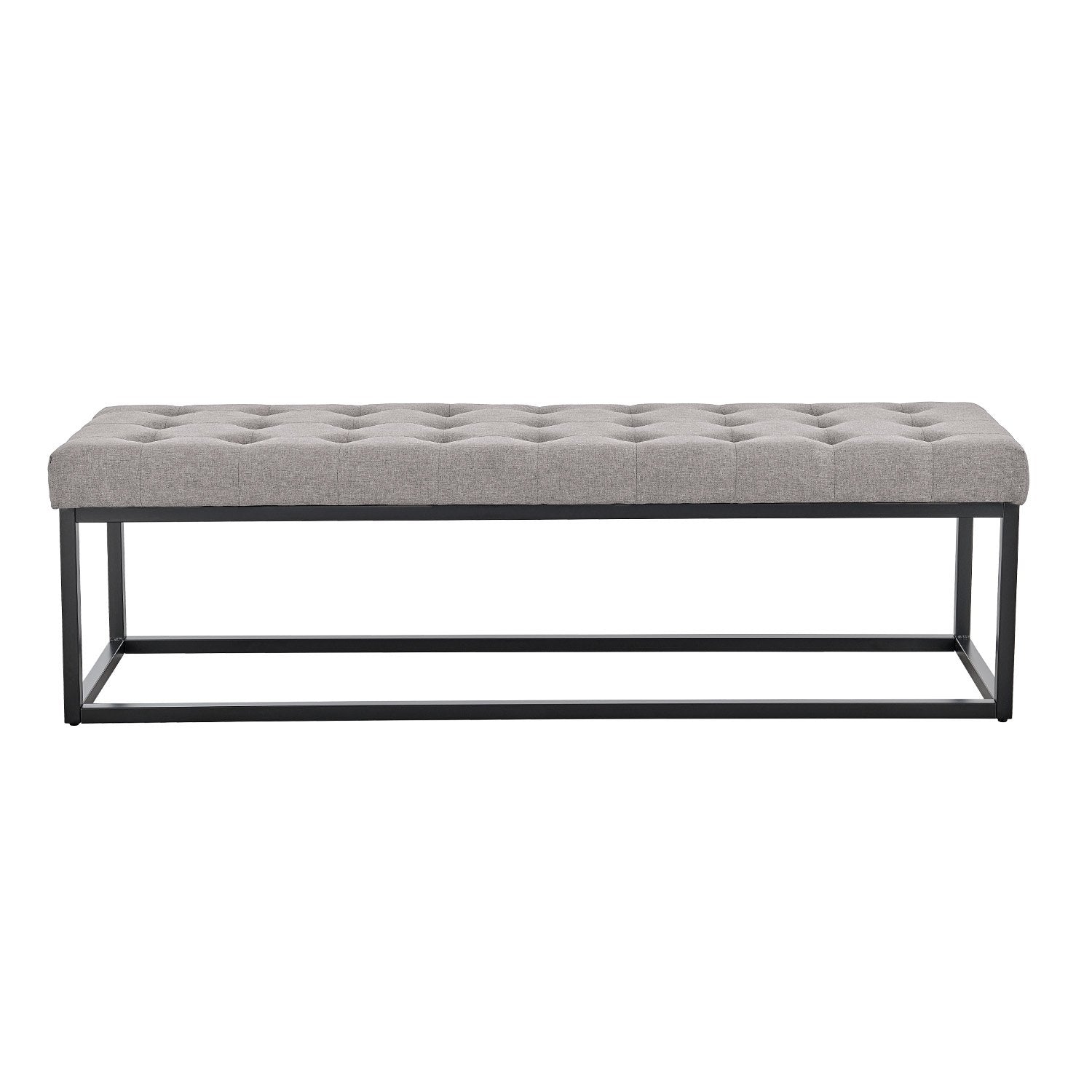 Button-tufted Upholstered Bench with Metal Legs, 149cm Wide