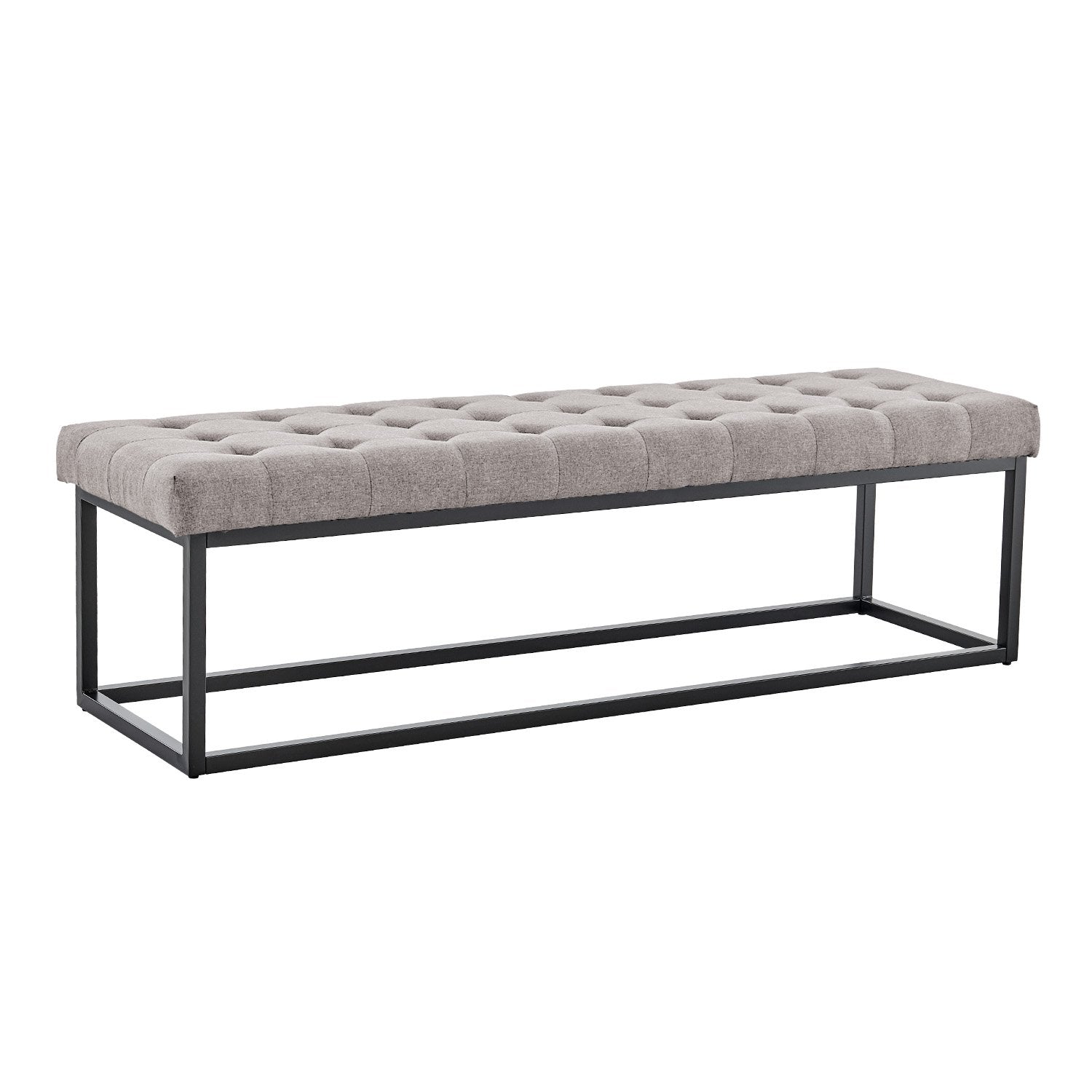 Button-tufted Upholstered Bench with Metal Legs, 149cm Wide