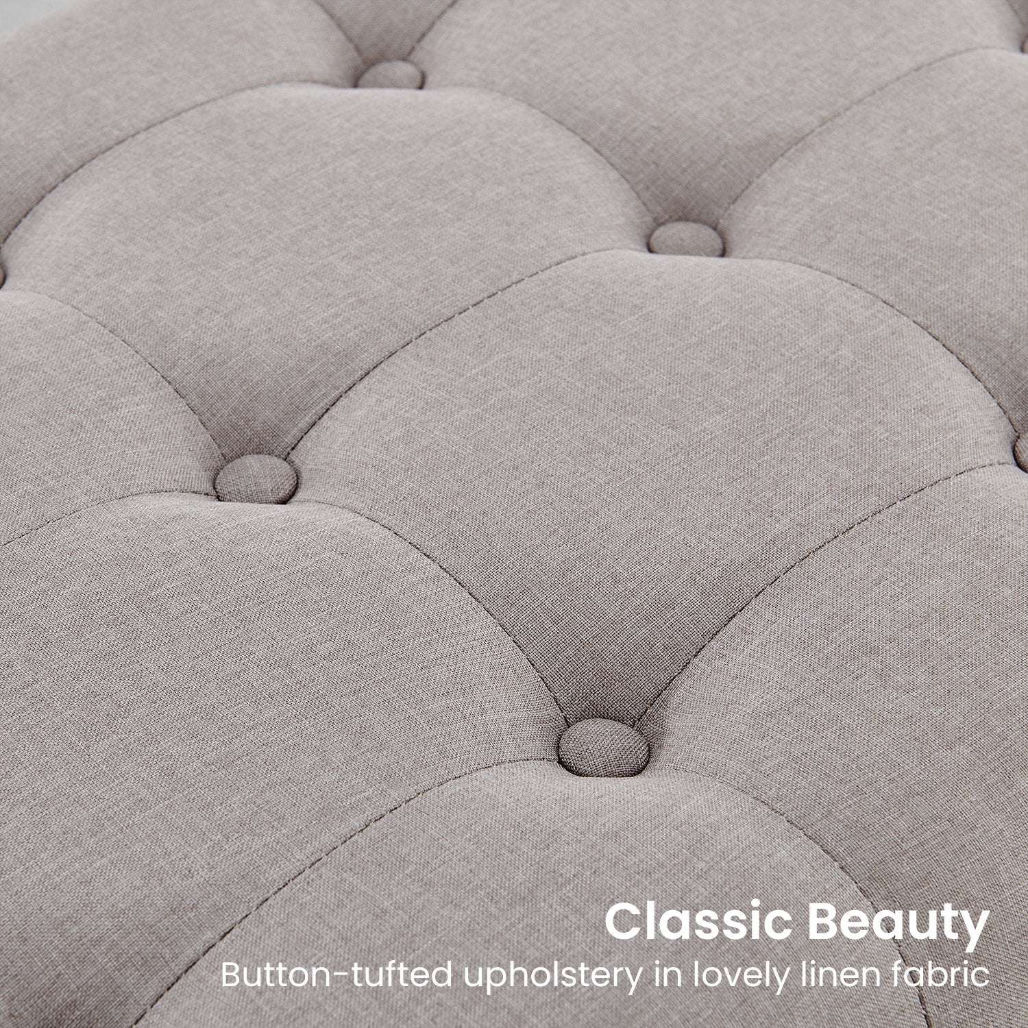 Button-tufted Upholstered Bench with Metal Legs, 149cm Wide