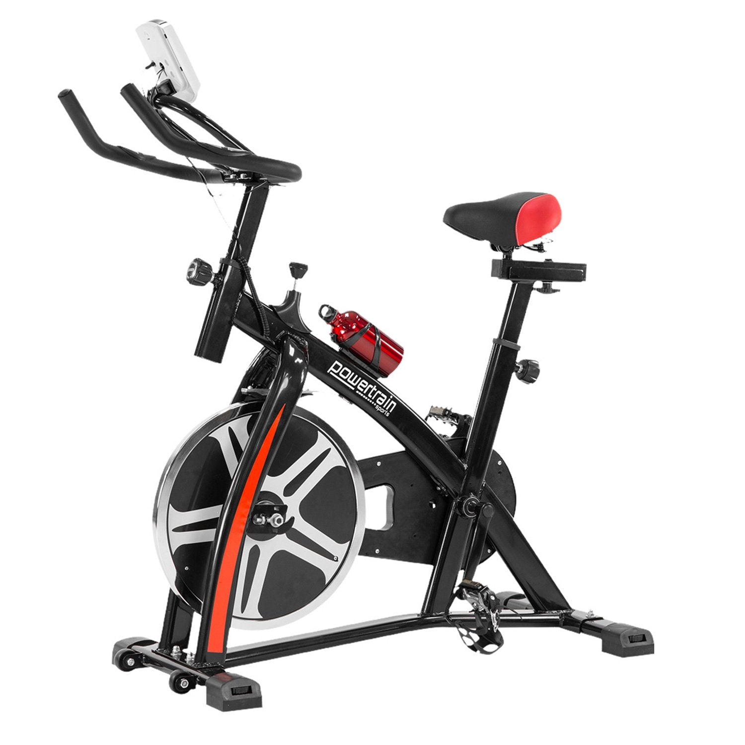 Heavy Flywheel Spin Bike w LCD, Non-Slip Handles - PowerTrain