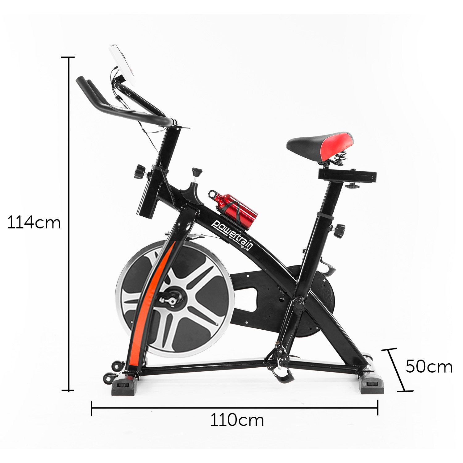 Heavy Flywheel Spin Bike w LCD, Non-Slip Handles - PowerTrain