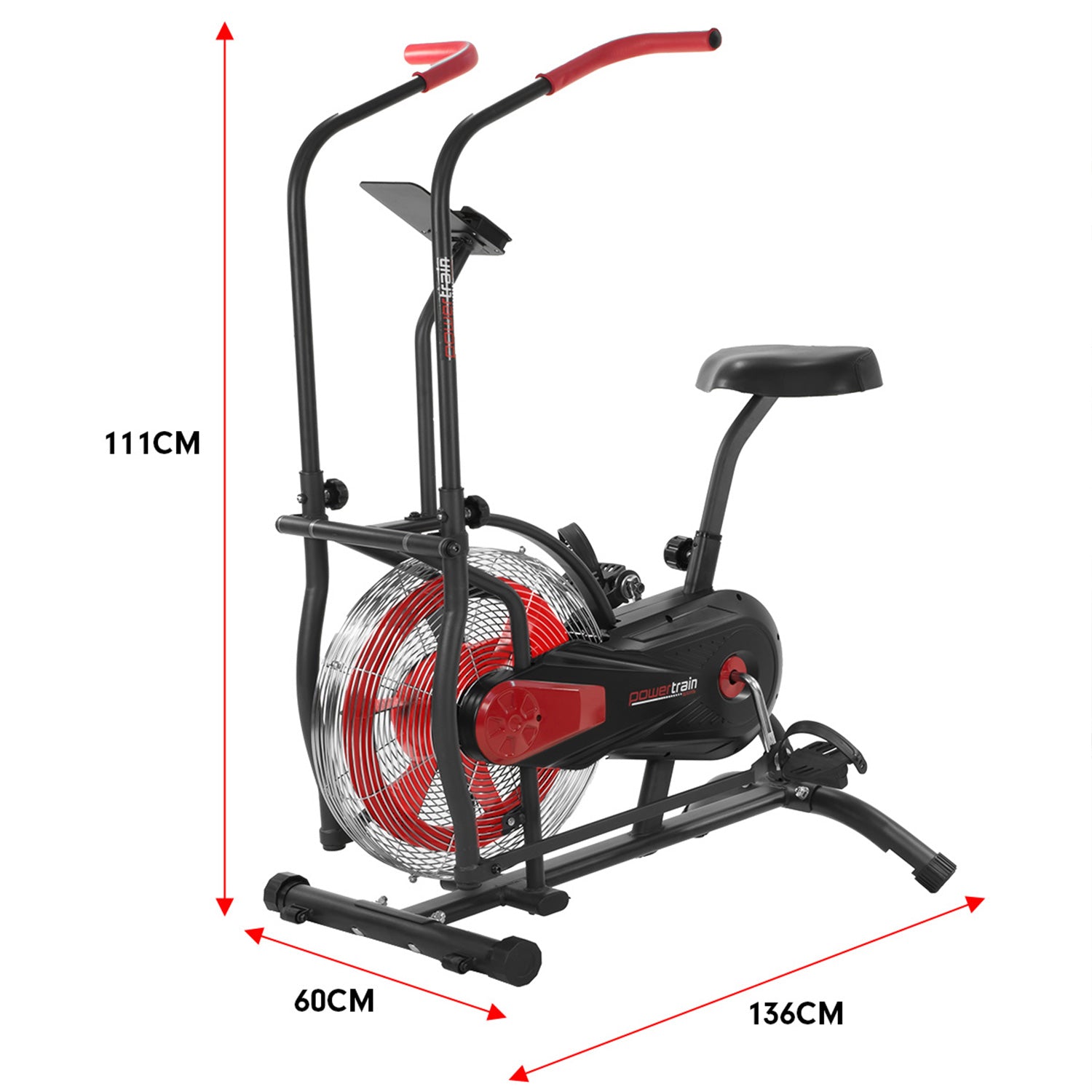 Air Resistance Exercise Bike, LCD, Dual Handles, 110kg