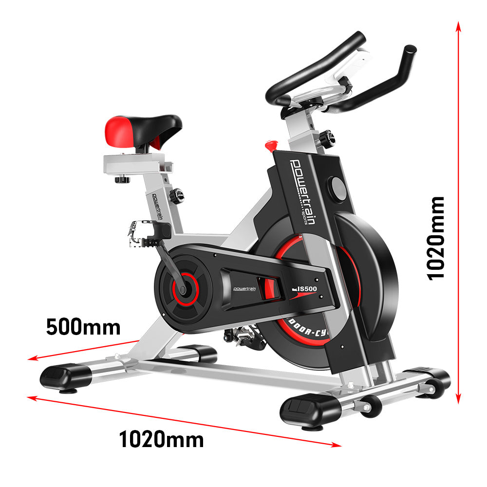 Electroplated Spin Bike with LCD Monitor & Adjustable Seat - Powertrain