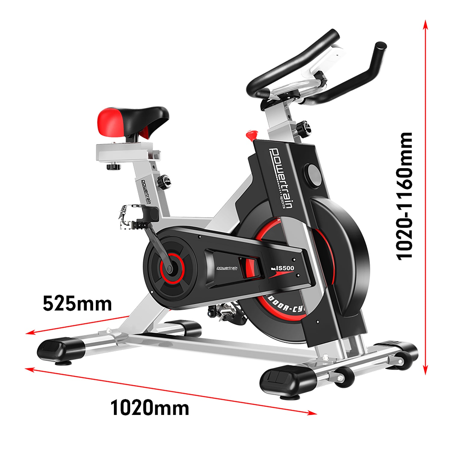 Electroplated Spin Bike with LCD Monitor & Adjustable Seat - Powertrain