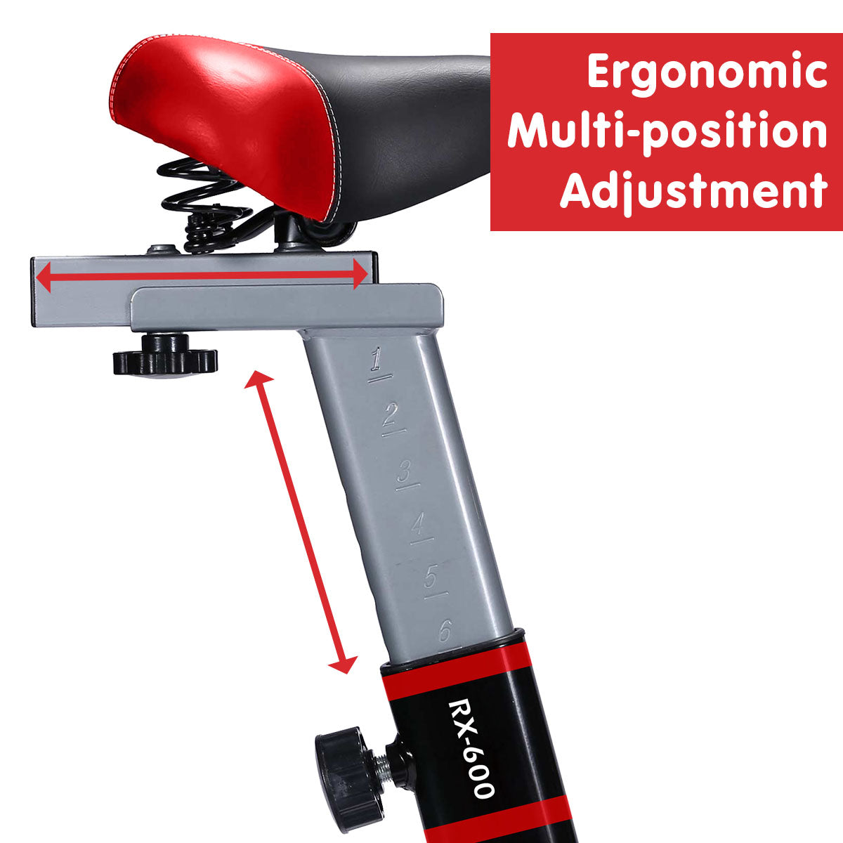 Adjustable Flywheel Spin Bike, LCD Monitor, Red - PowerTrain