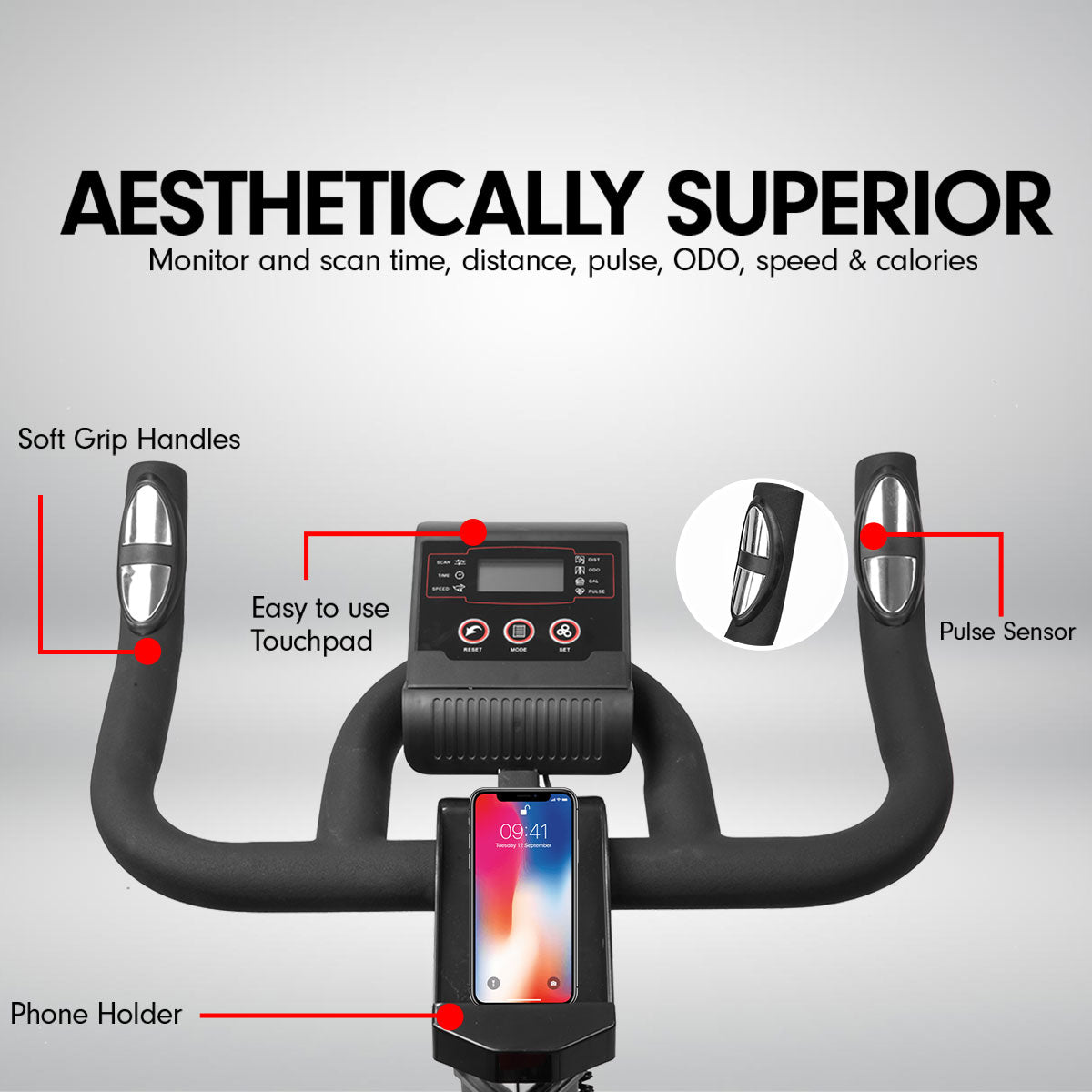 Adjustable Flywheel Spin Bike with LCD Display - Powertrain