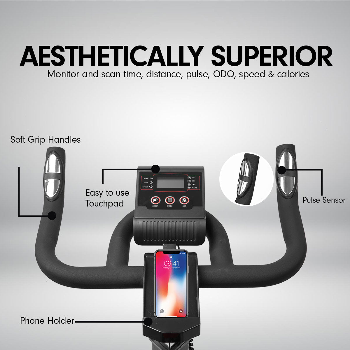 Adjustable Flywheel Spin Bike with LCD Monitor - Powertrain