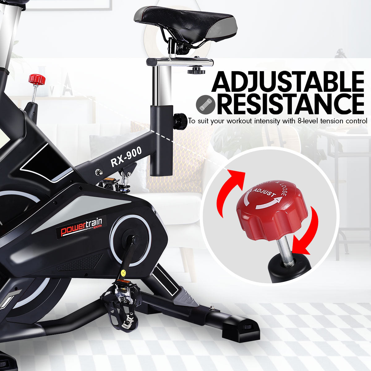 Adjustable Flywheel Spin Bike with LCD Monitor - Powertrain