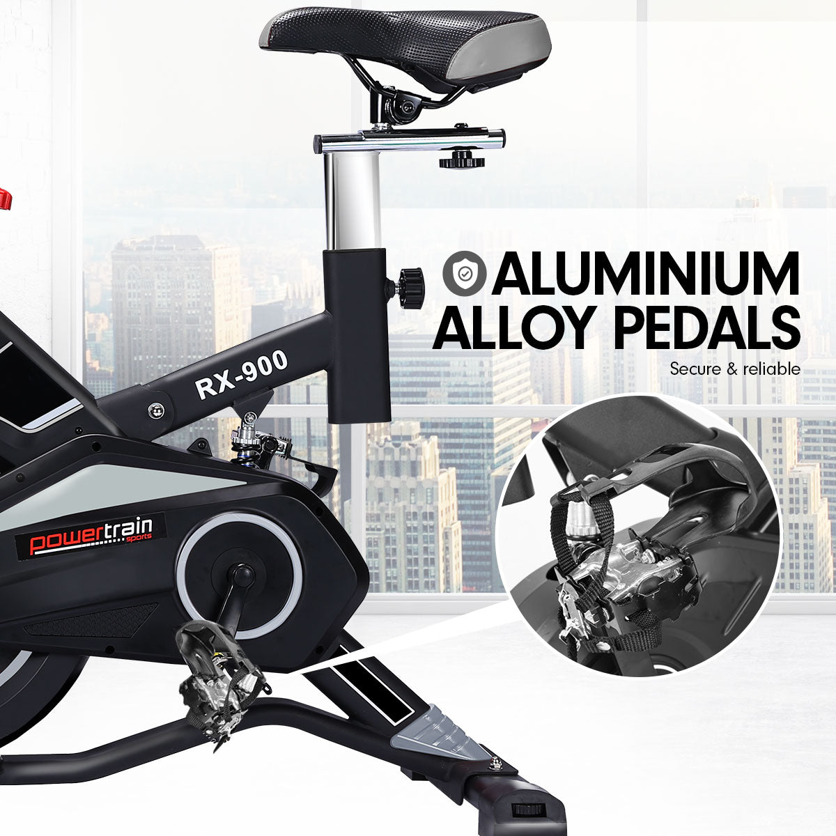 Adjustable Flywheel Spin Bike with LCD Monitor - Powertrain