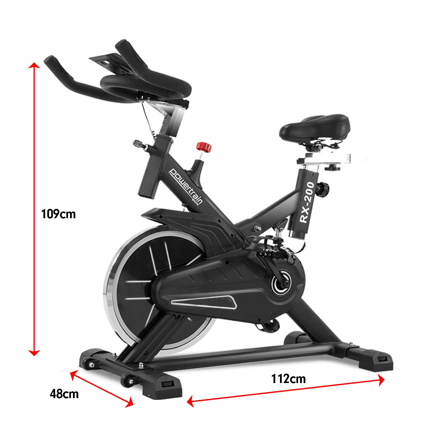 Adjustable Resistance Spin Bike w/ LCD Display & Shock Absorption - PowerTrain RX-200