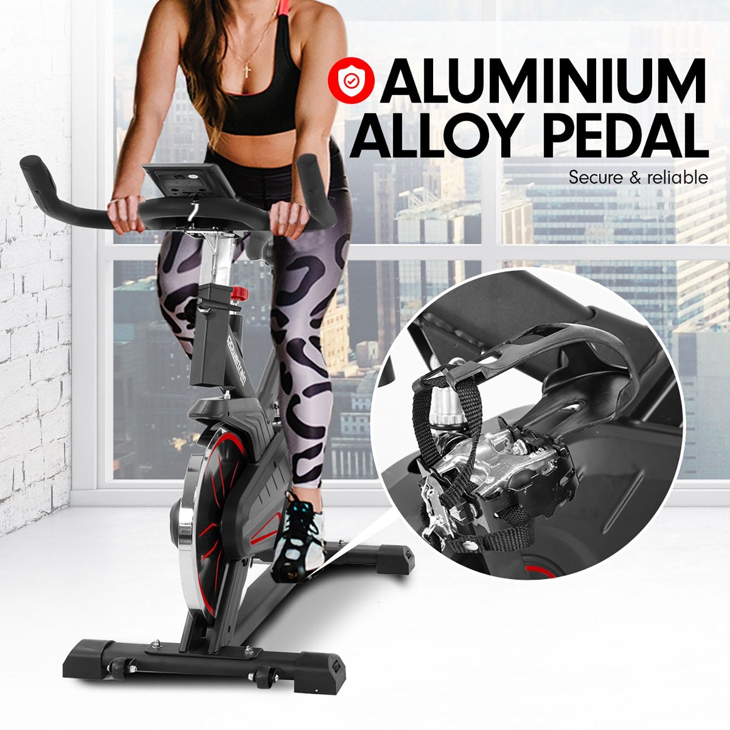 Adjustable Spin Bike w/ LCD, Cage Pedals, 8KG Flywheel - Powertrain