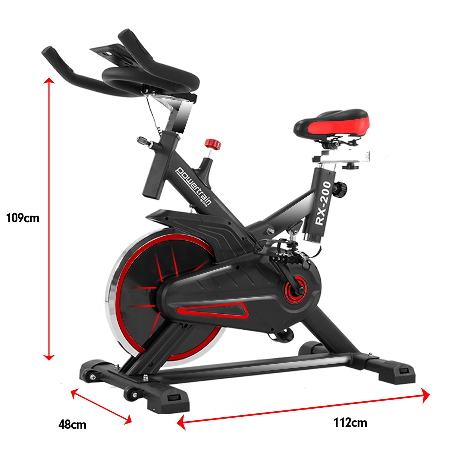 Adjustable Spin Bike w/ LCD, Cage Pedals, 8KG Flywheel - Powertrain