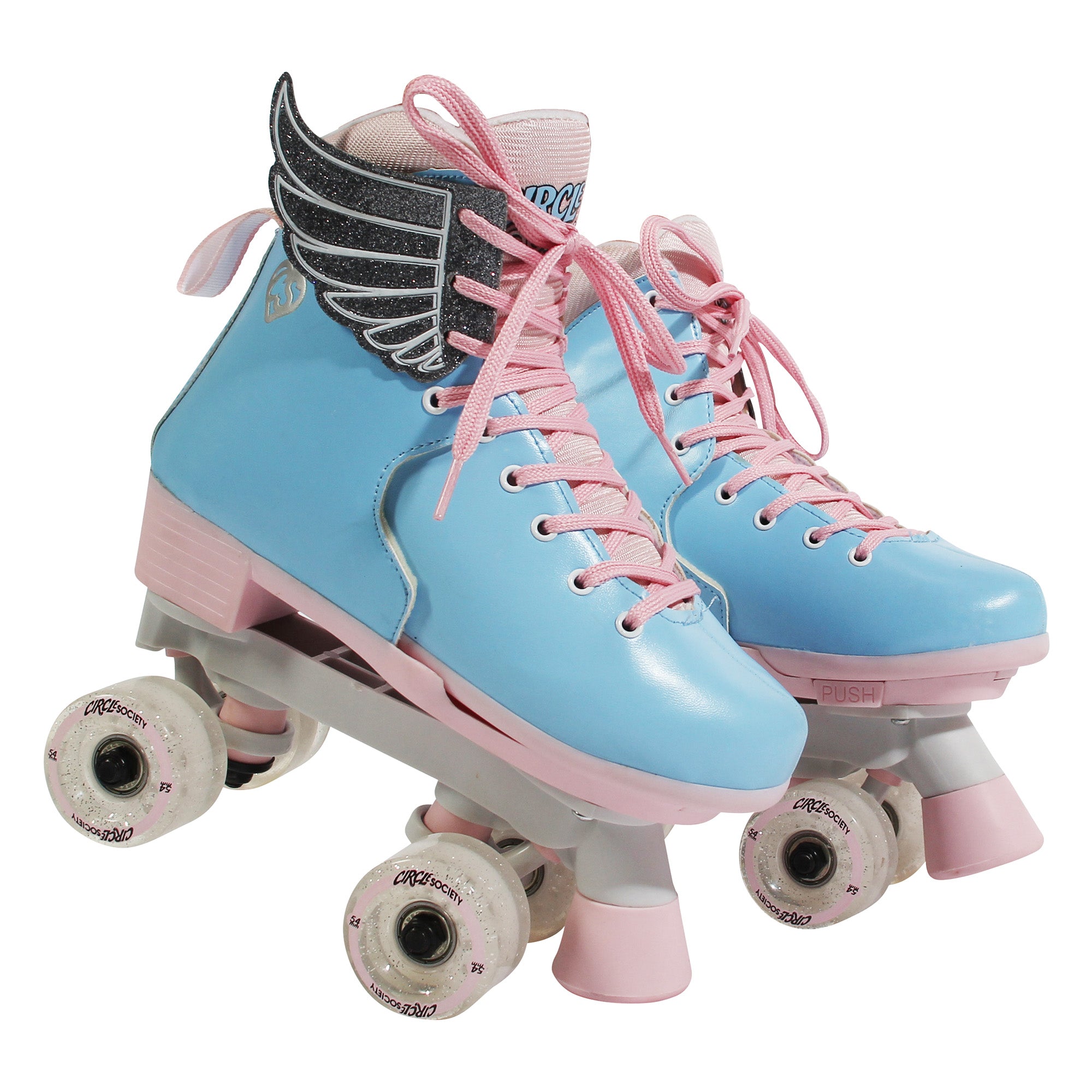 Adjustable Kids Quad Roller Skates, ABEC 7, Faux Leather - Circle Society