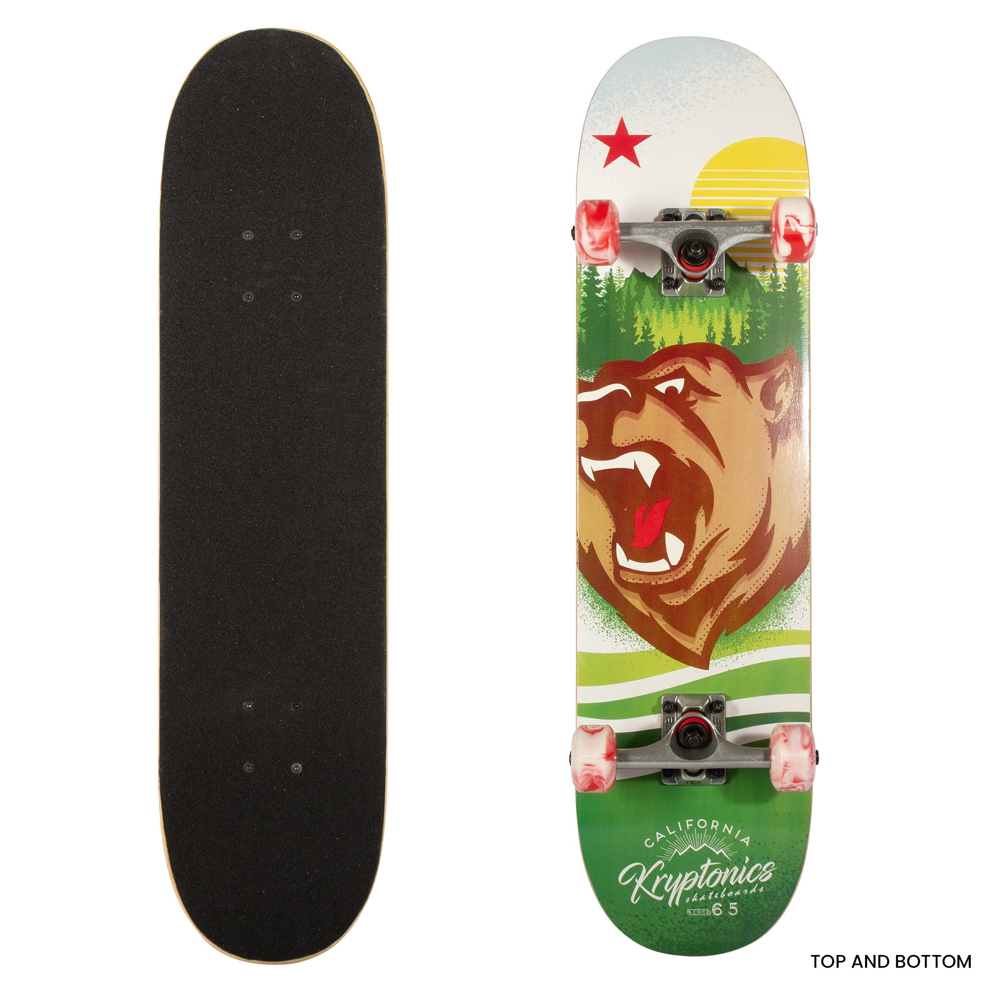 9 Ply Maple Deck Skateboard, Carbon Steel Bearings - Kryptonics