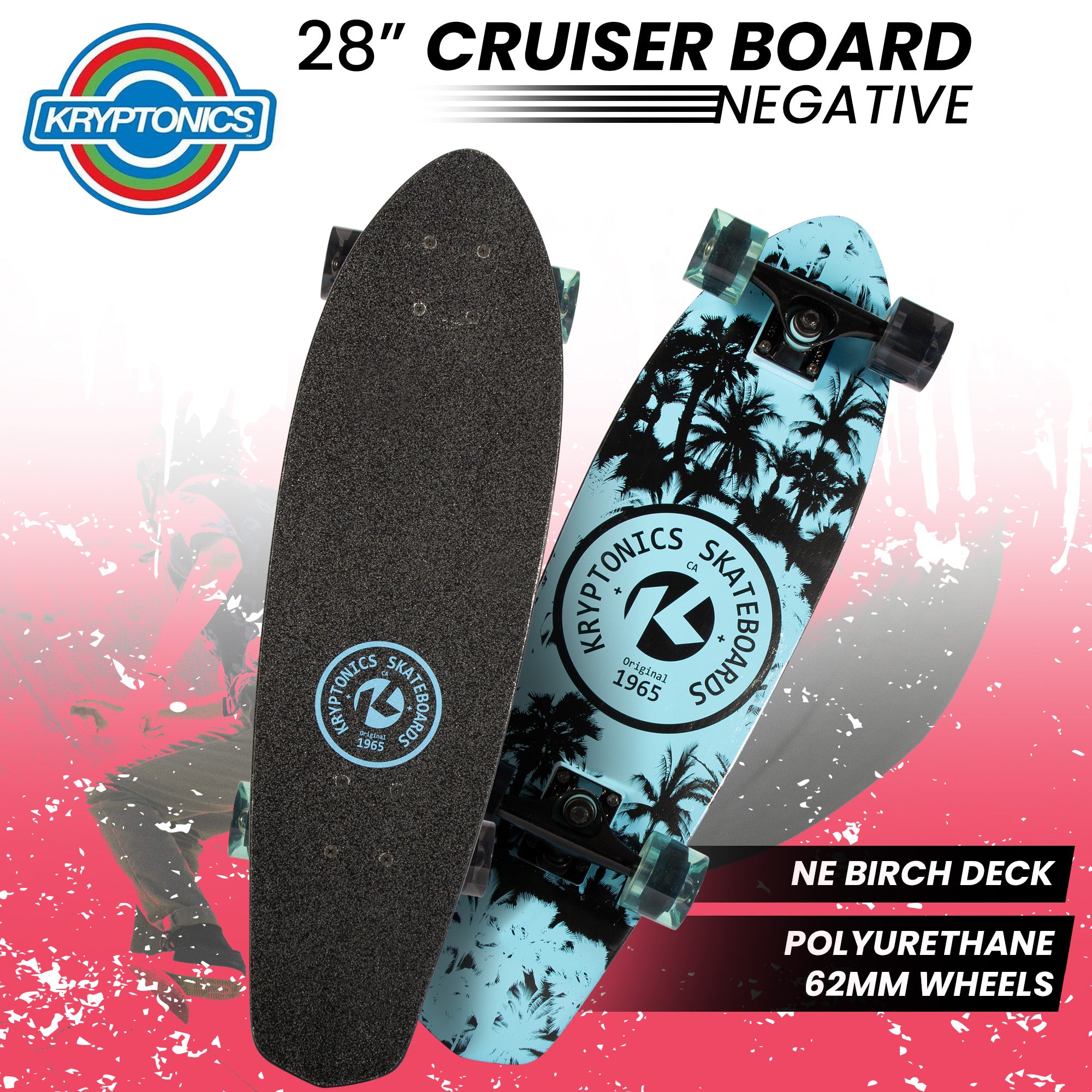 28" 8-Ply Cruiser Board, ABEC 3 Bearings – Kryptonics