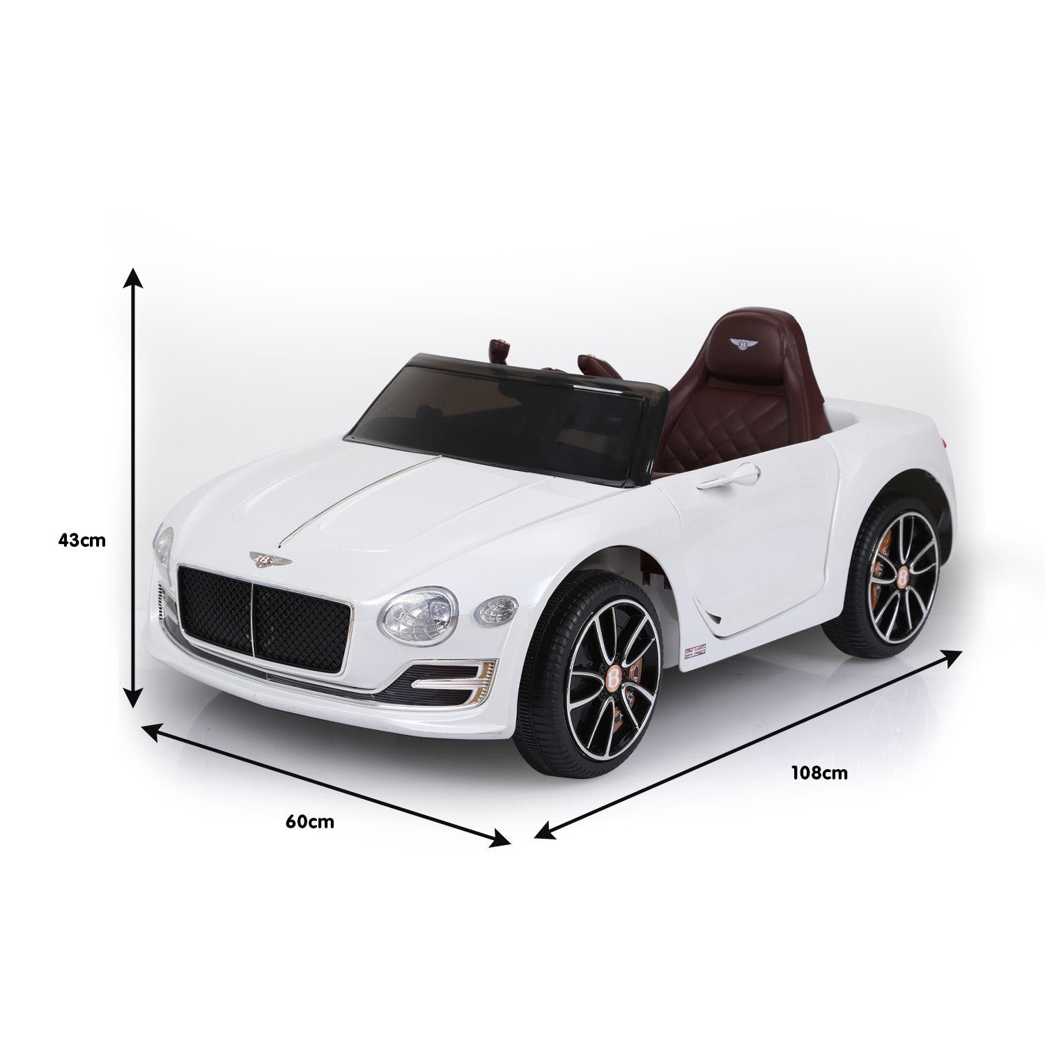 White Bentley 12 Speed Kids Ride On Electric Car - Remote Control