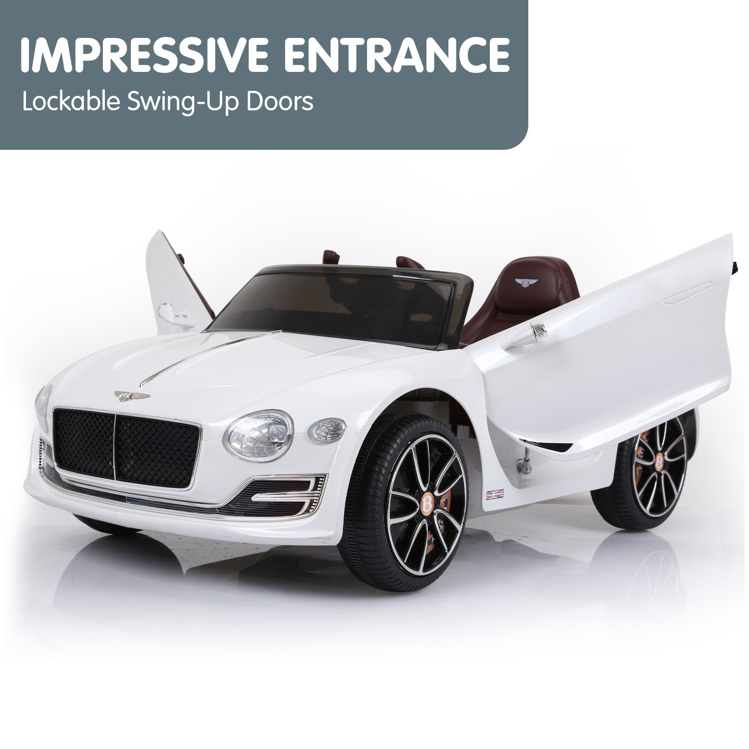 White Bentley 12 Speed Kids Ride On Electric Car - Remote Control