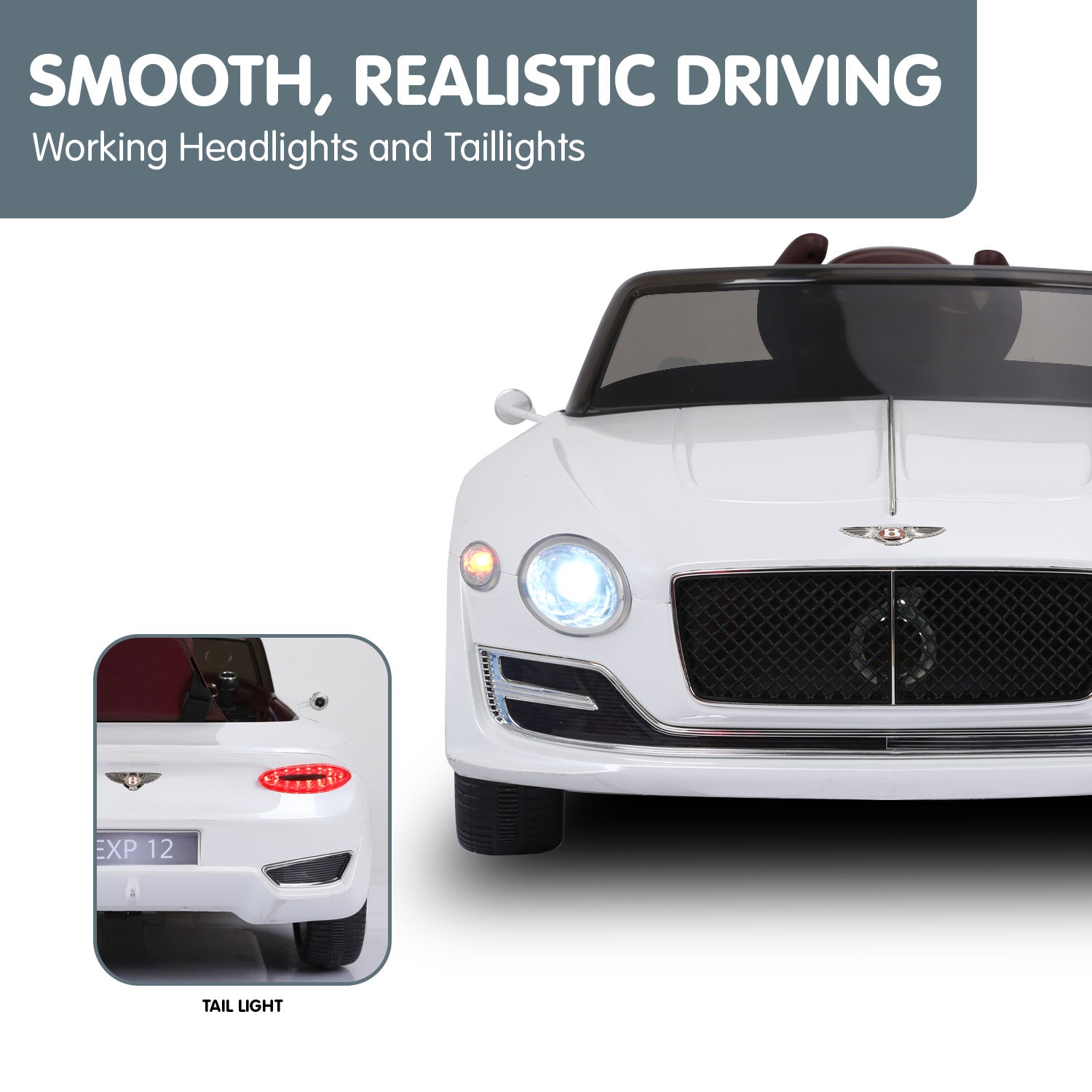 White Bentley 12 Speed Kids Ride On Electric Car - Remote Control