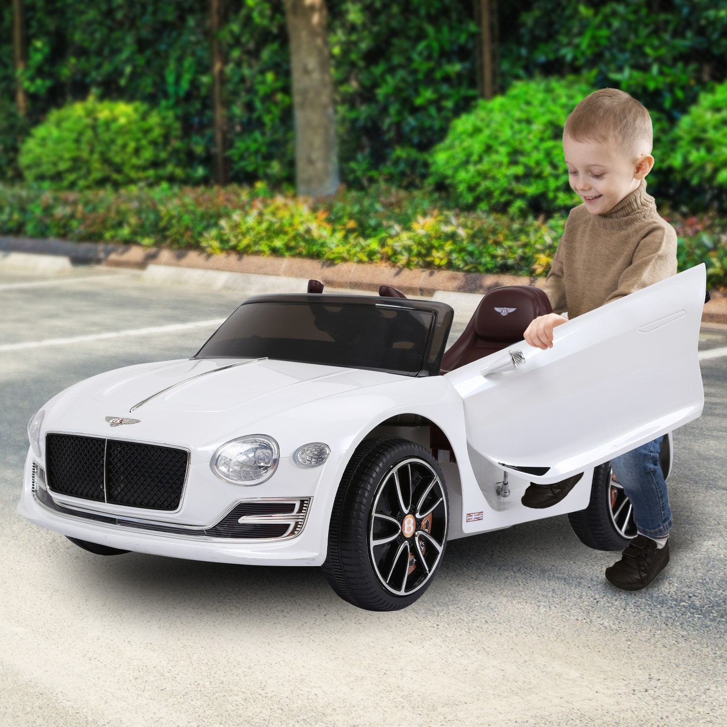 White Bentley 12 Speed Kids Ride On Electric Car - Remote Control