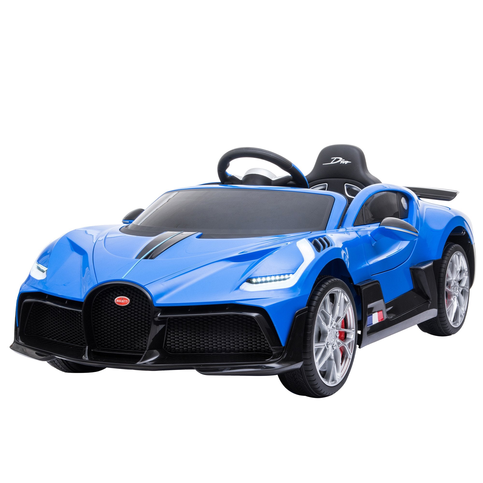 Blue Bugatti Divo Electric Ride On Car w/Remote, MP3, LED