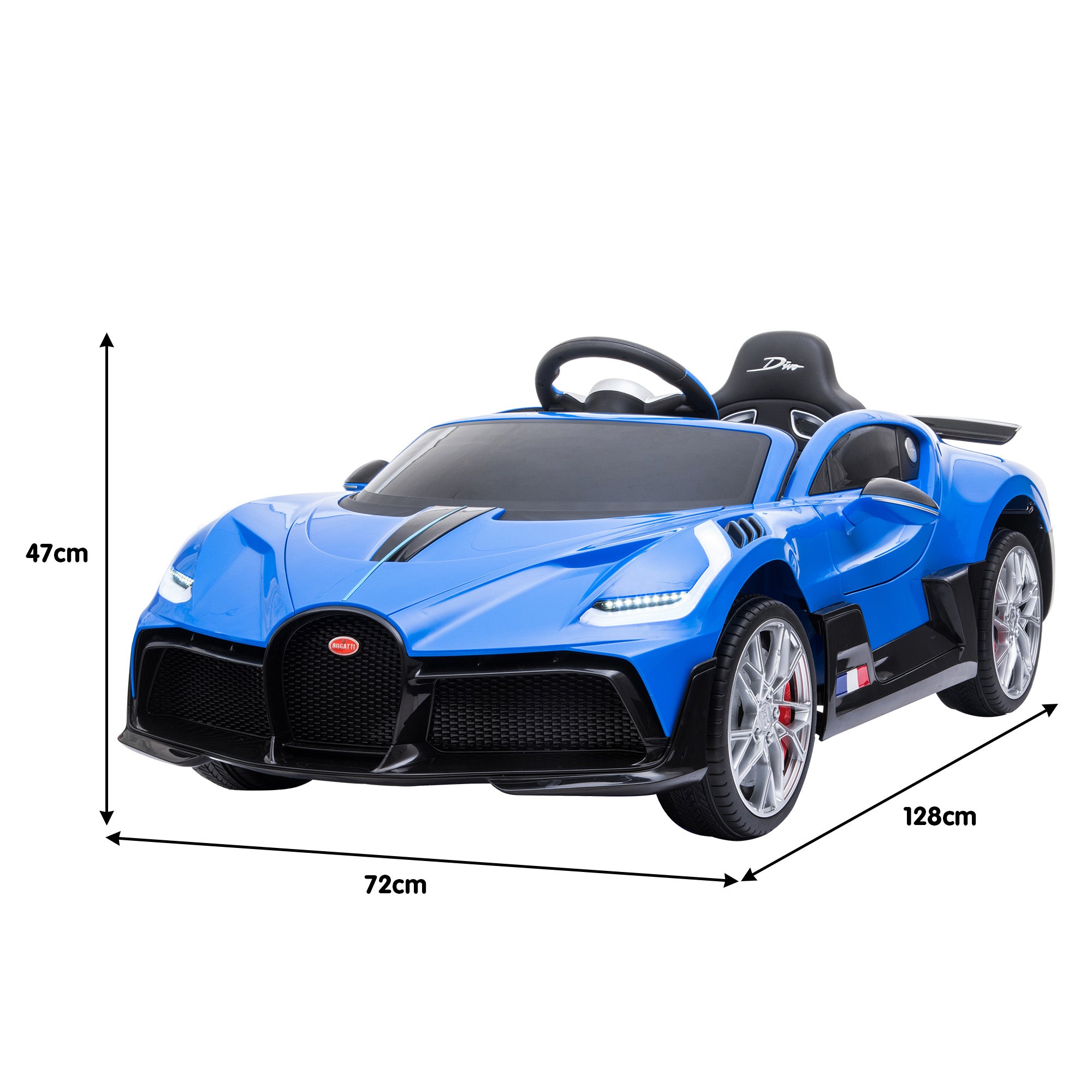 Blue Bugatti Divo Electric Ride On Car w/Remote, MP3, LED