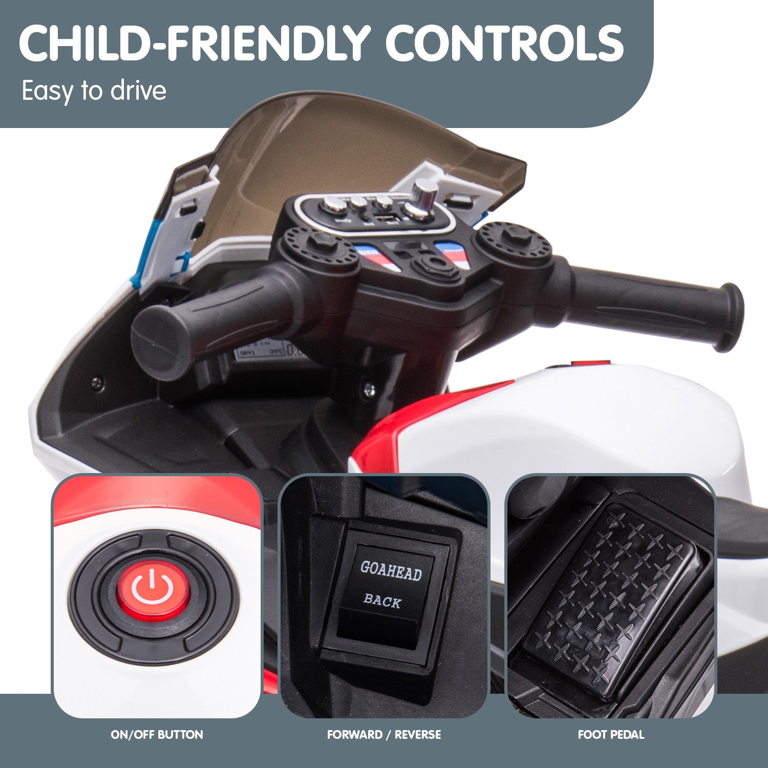 BMW HP4 Kids Ride-On Motorbike, Media Player, Red, Kahuna