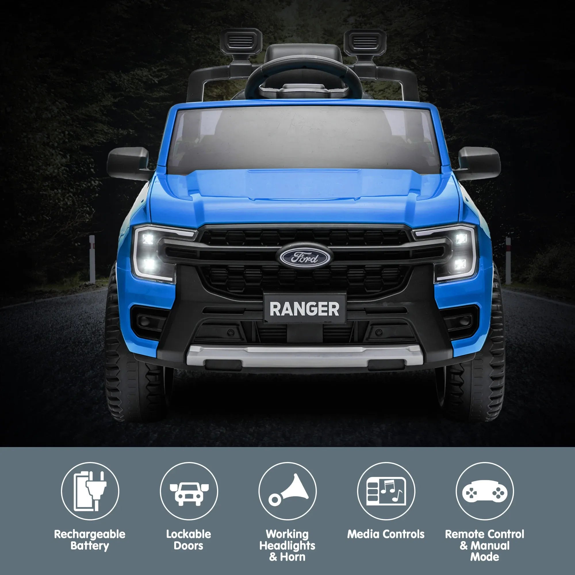 Kahuna Ford Ranger Electric Kids Ride On Car in Blue