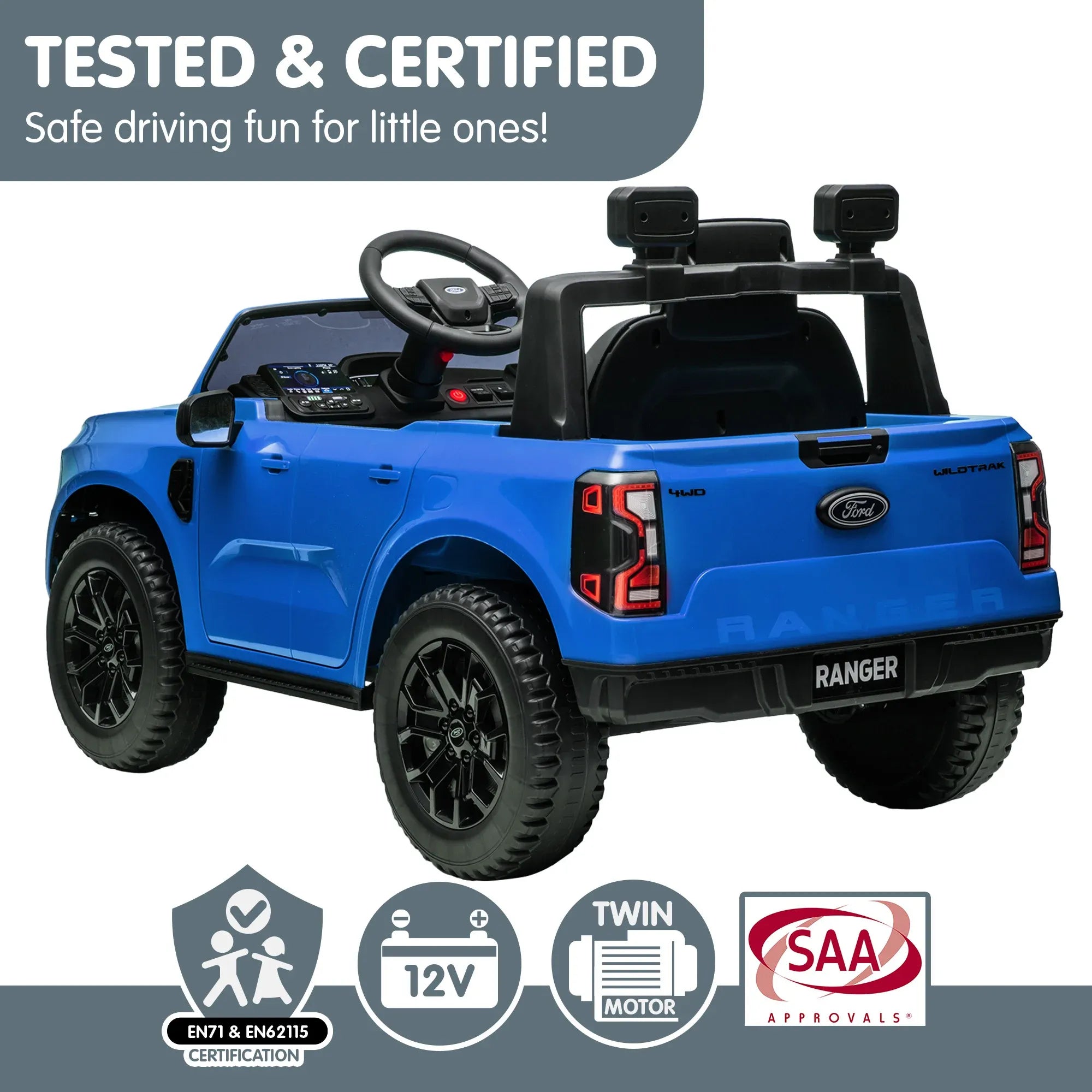 Kahuna Ford Ranger Electric Kids Ride On Car in Blue