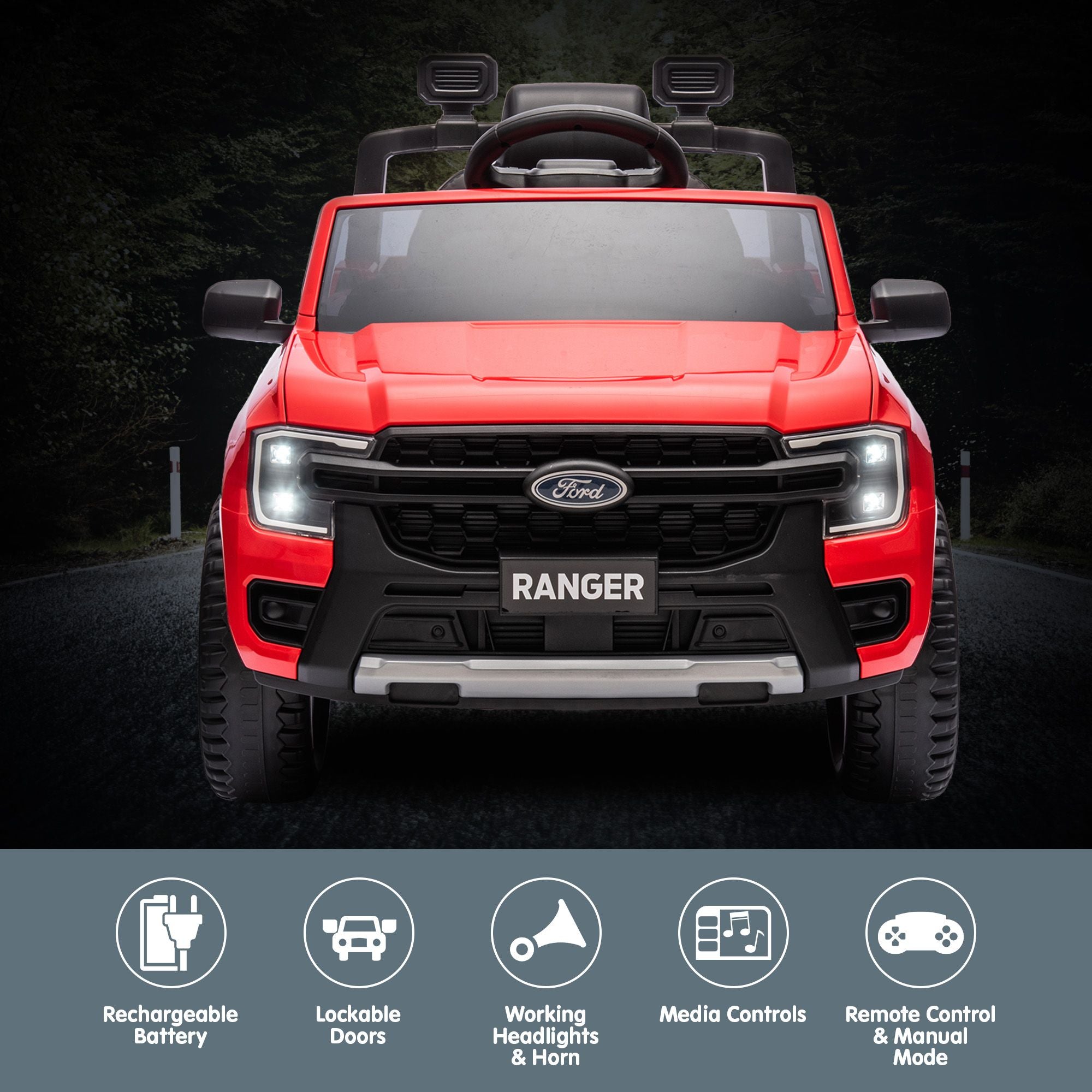 Kahuna Ford Ranger Electric Kids Ride On Car in Red