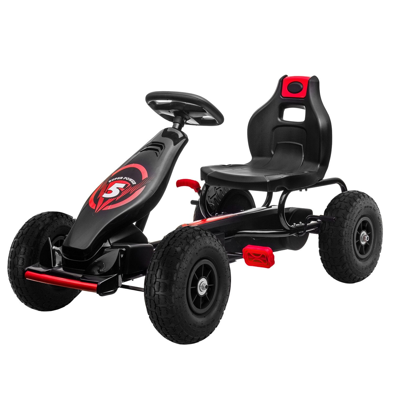 Red Kids Pedal Go Kart with Brake, Adjustable Seat | Kahuna G18