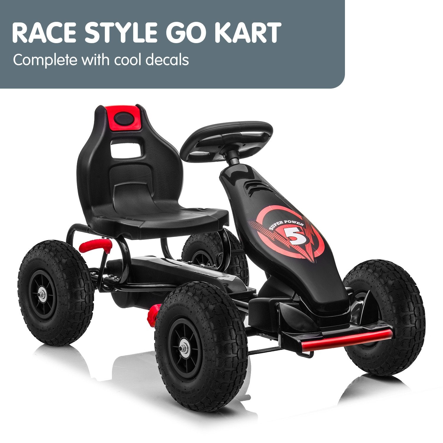 Red Kids Pedal Go Kart with Brake, Adjustable Seat | Kahuna G18