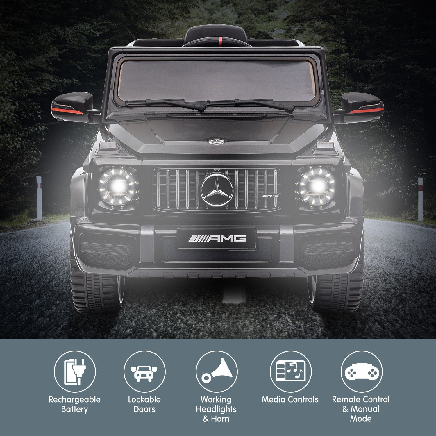 Rechargeable Mercedes AMG G63 Kids Electric Ride On Car - Black