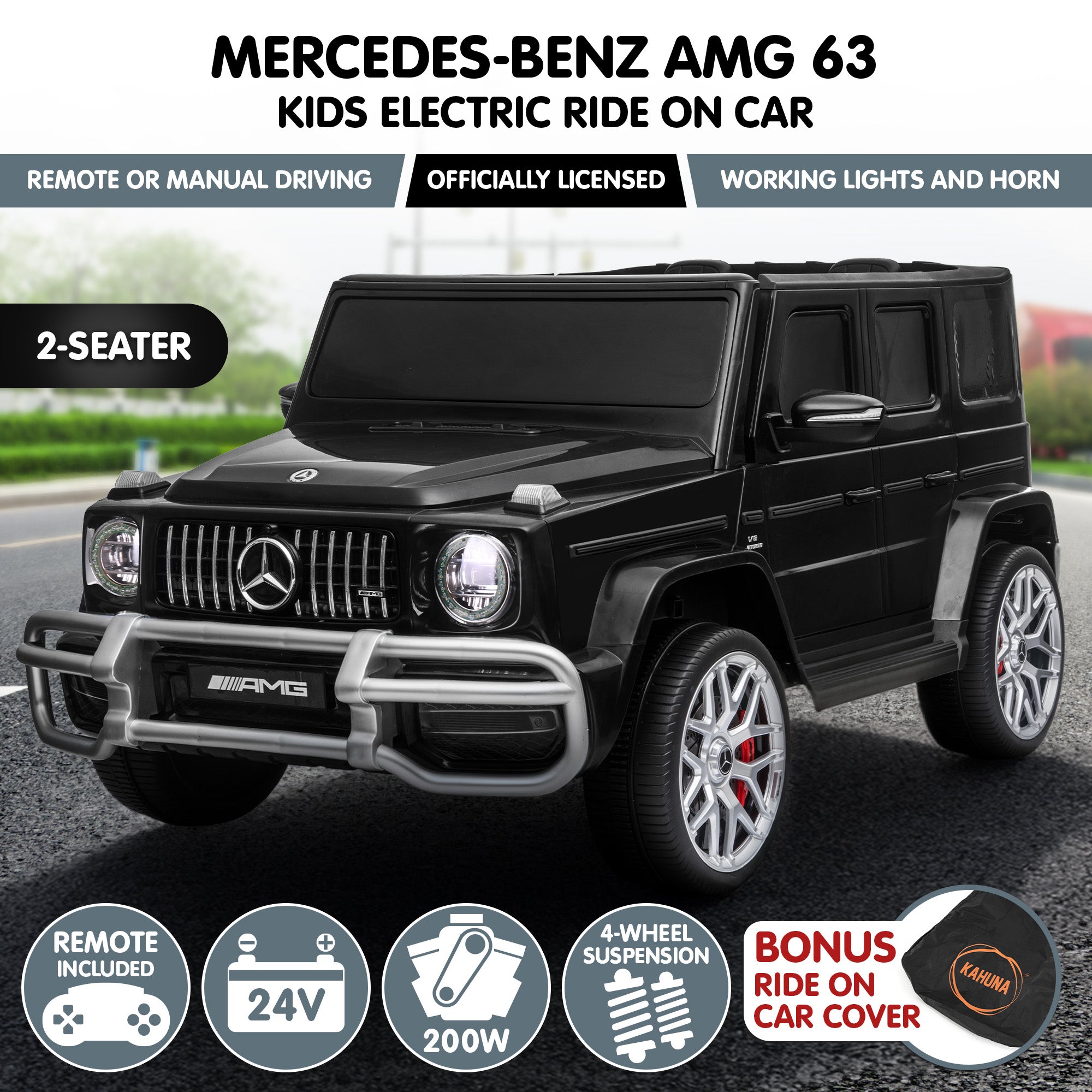 Kahuna Mercedes Benz AMG G63 Kids Electric Two Seater Ride On Car with Remote Control