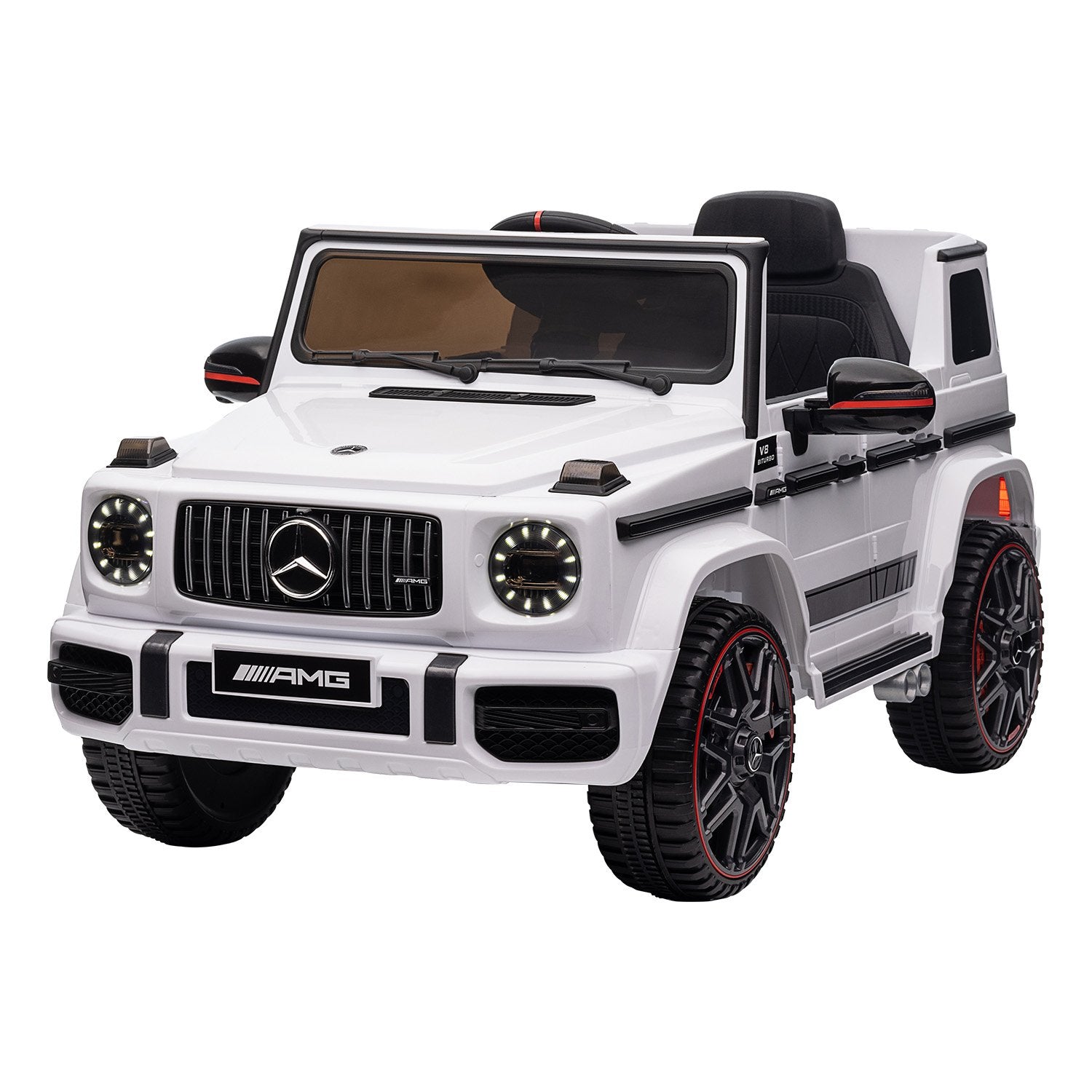 White Mercedes AMG G63 Kid's Electric Ride-On Car, Remote