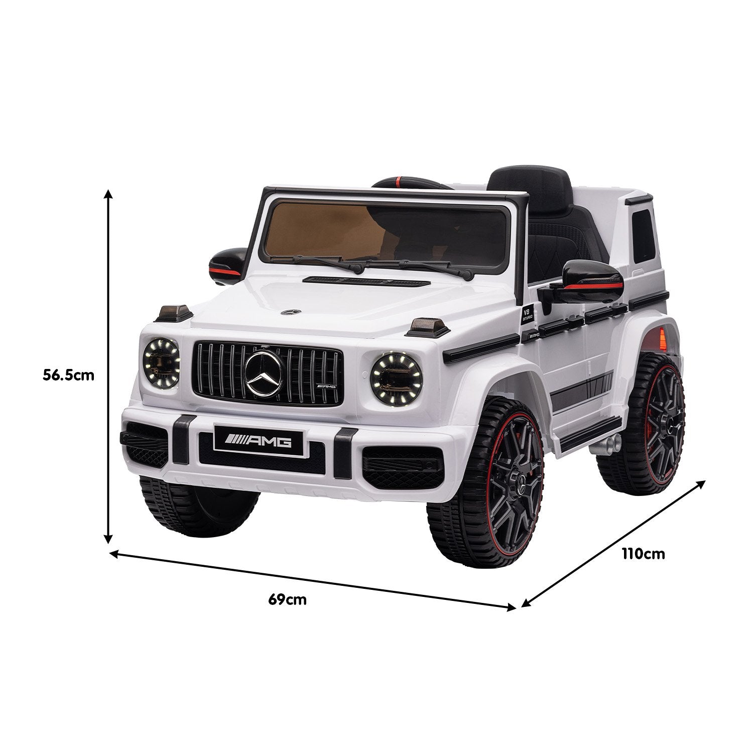 White Mercedes AMG G63 Kid's Electric Ride-On Car, Remote