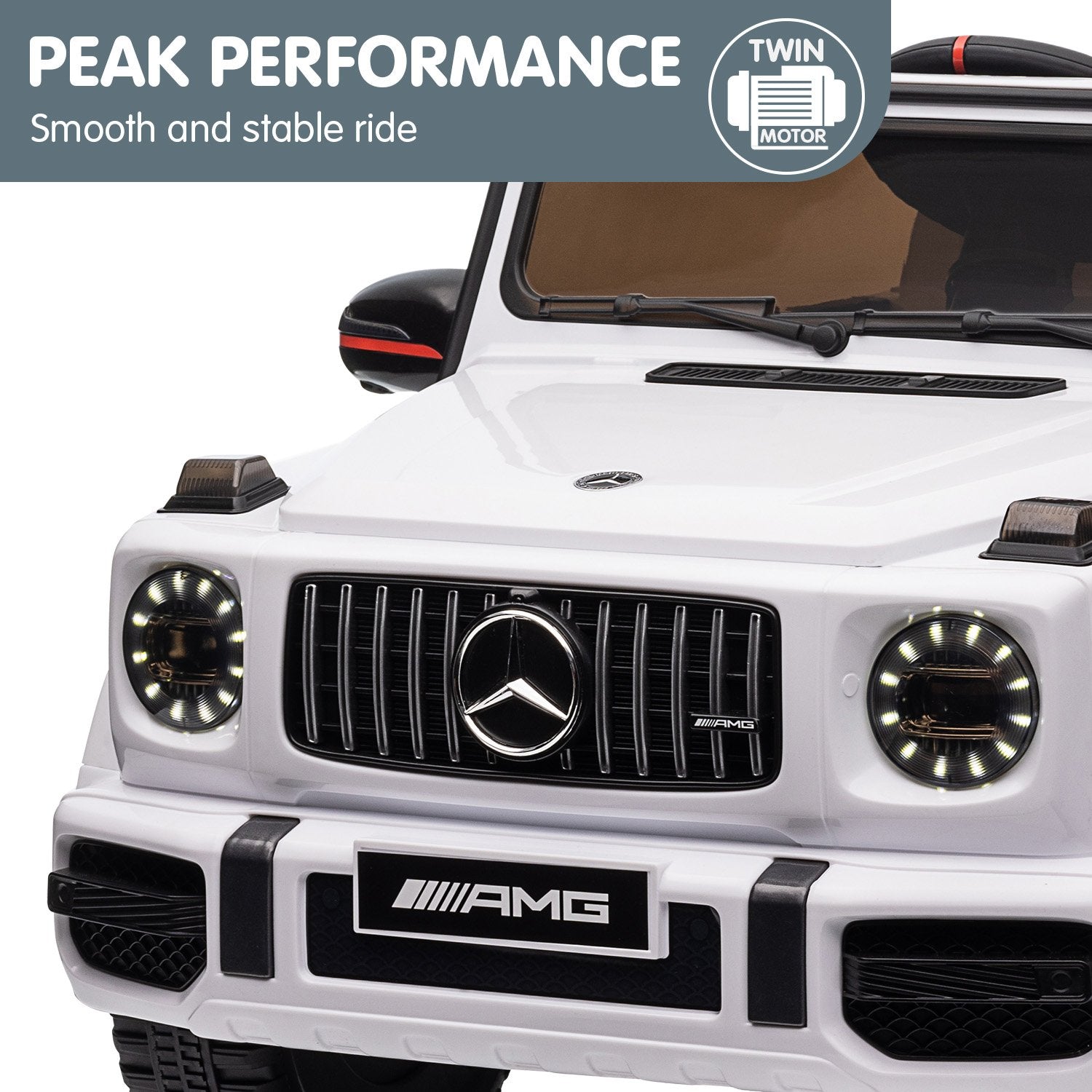 White Mercedes AMG G63 Kid's Electric Ride-On Car, Remote