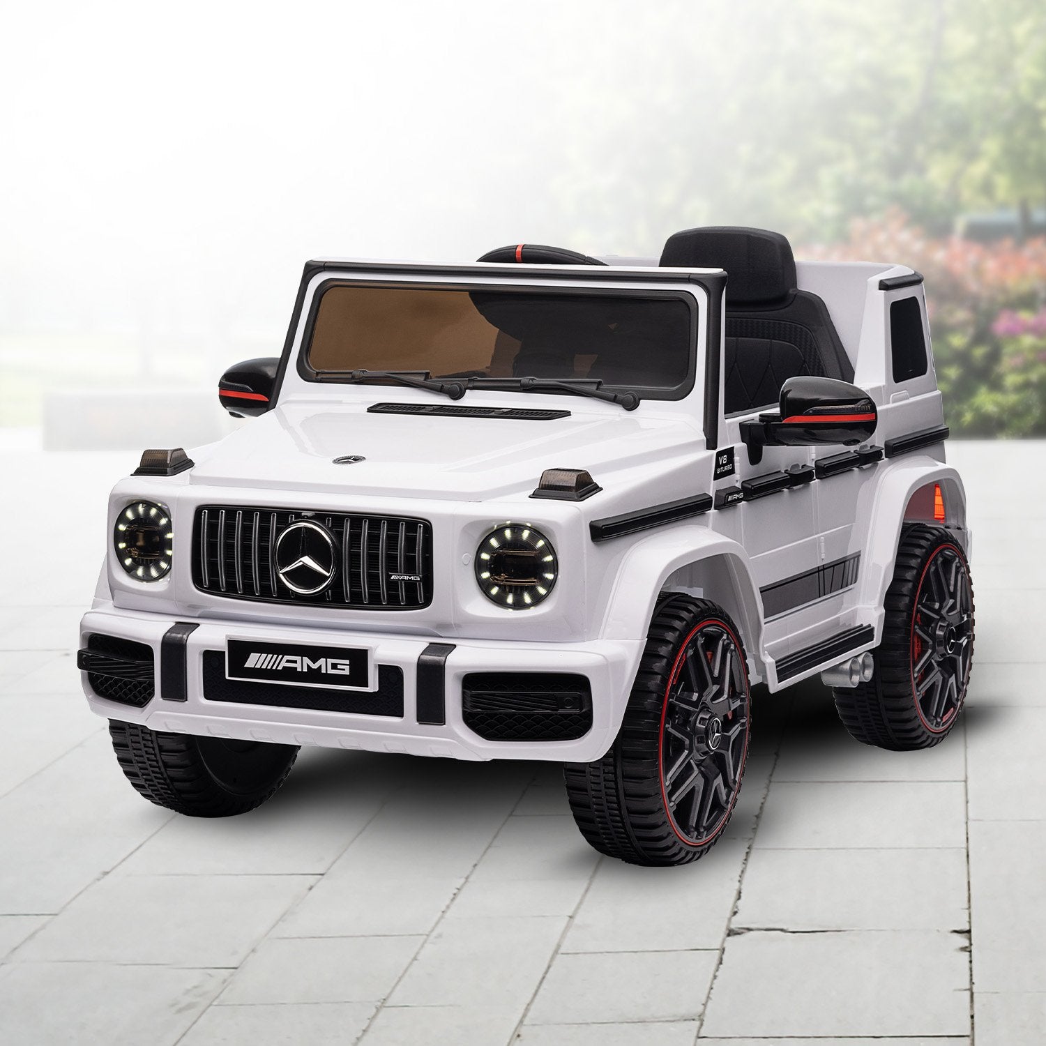 White Mercedes AMG G63 Kid's Electric Ride-On Car, Remote