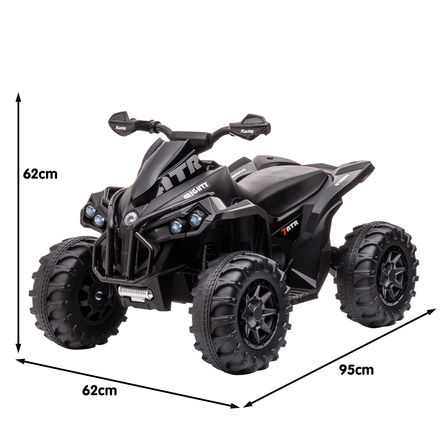 Black Kids Electric Ride On Quad Bike w/ MP3 & LED Lights