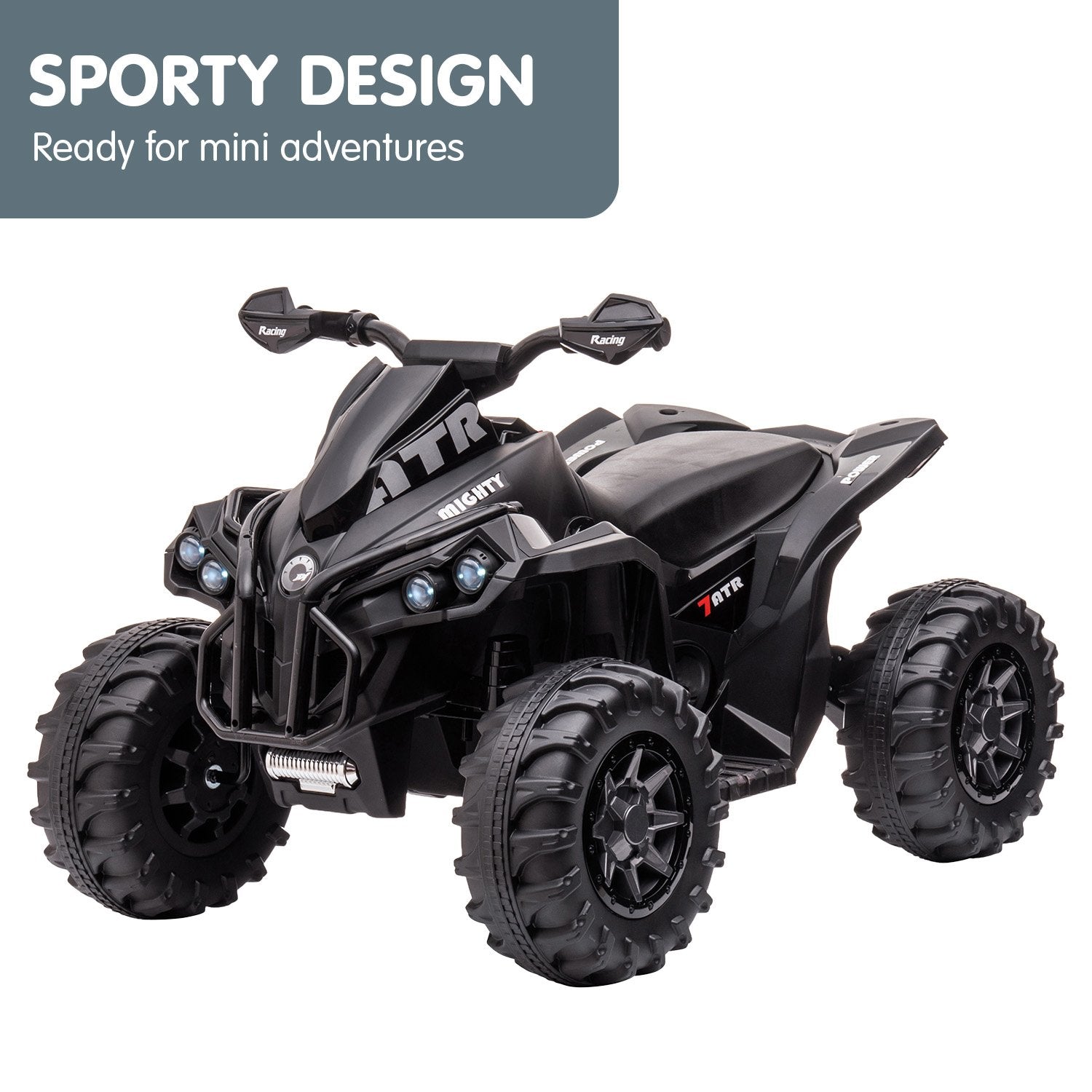 Black Kids Electric Ride On Quad Bike w/ MP3 & LED Lights