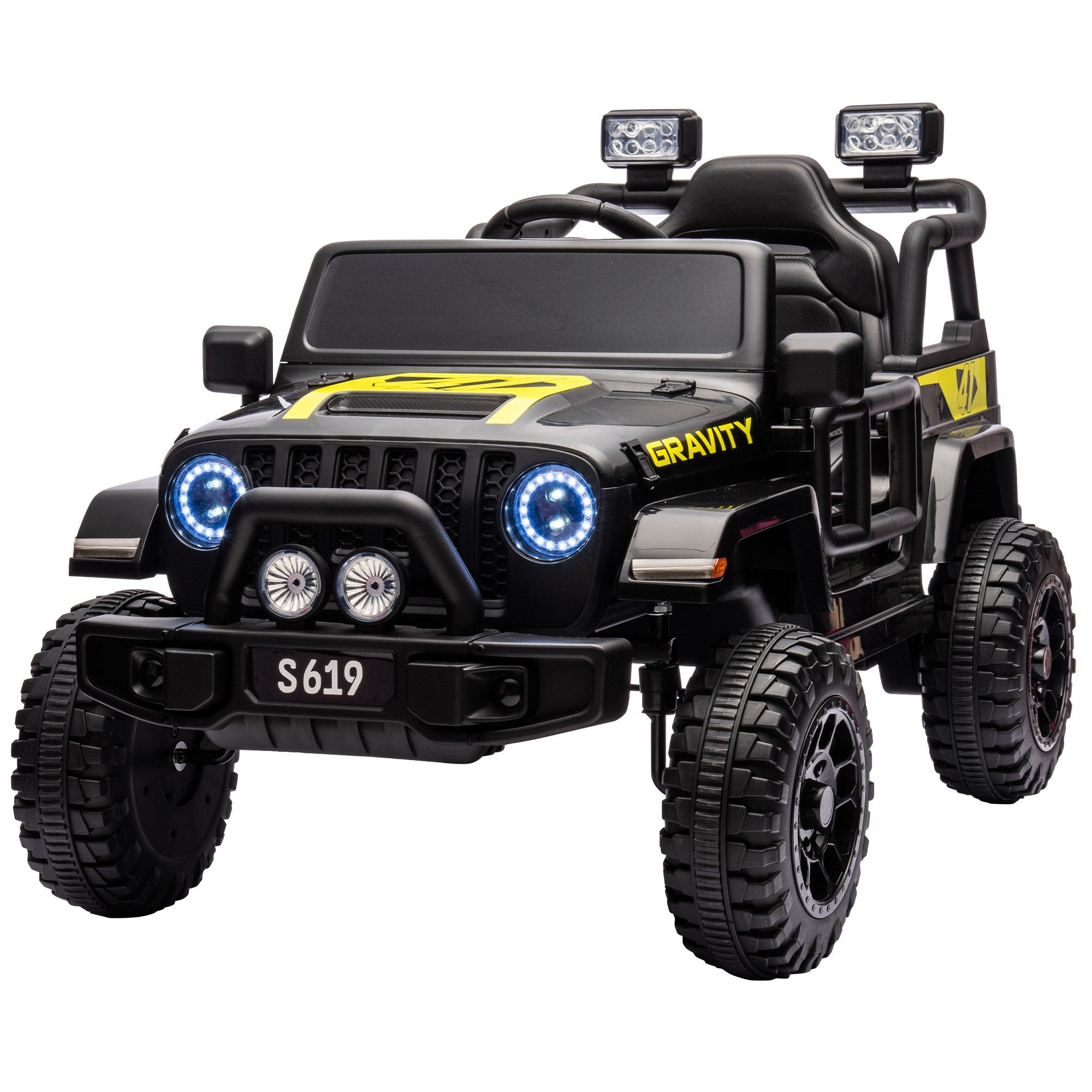 12V4AH, 4-Motor Kids Electric Ride On Car, Black - Kahuna