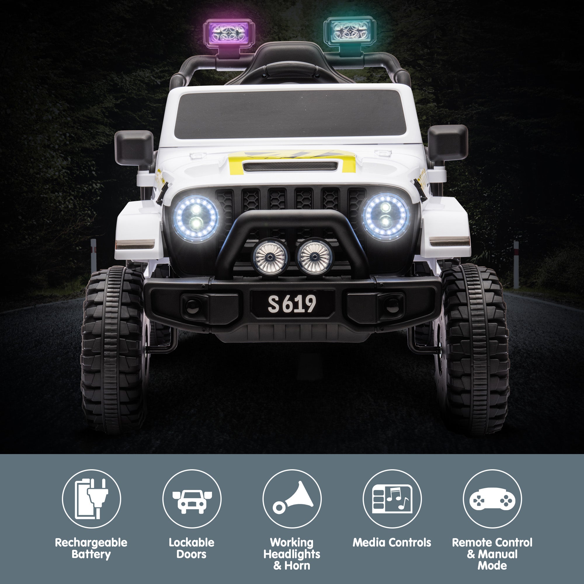 LED Lights All-Wheel Drive Electric Ride On Car 2-5km/h - Kahuna